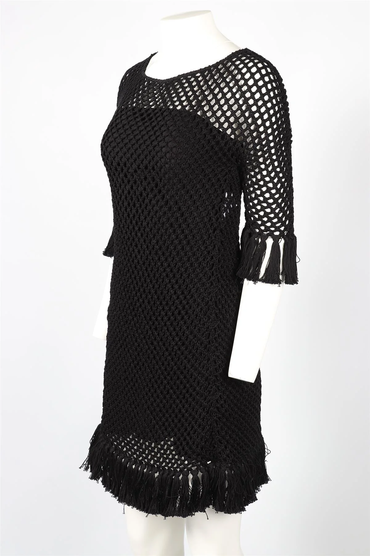 CHRISTIAN DIOR BLACK CROCHET MINI DRESS FR 36 UK 8 - Image 3