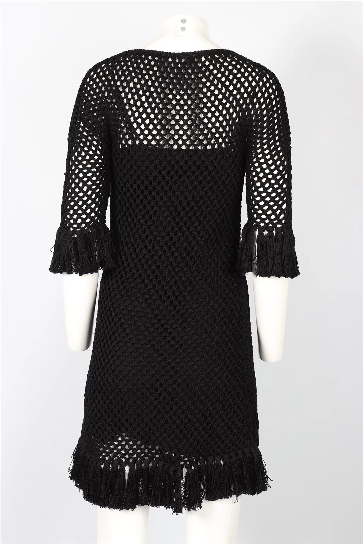 CHRISTIAN DIOR BLACK CROCHET MINI DRESS FR 36 UK 8 - Image 4