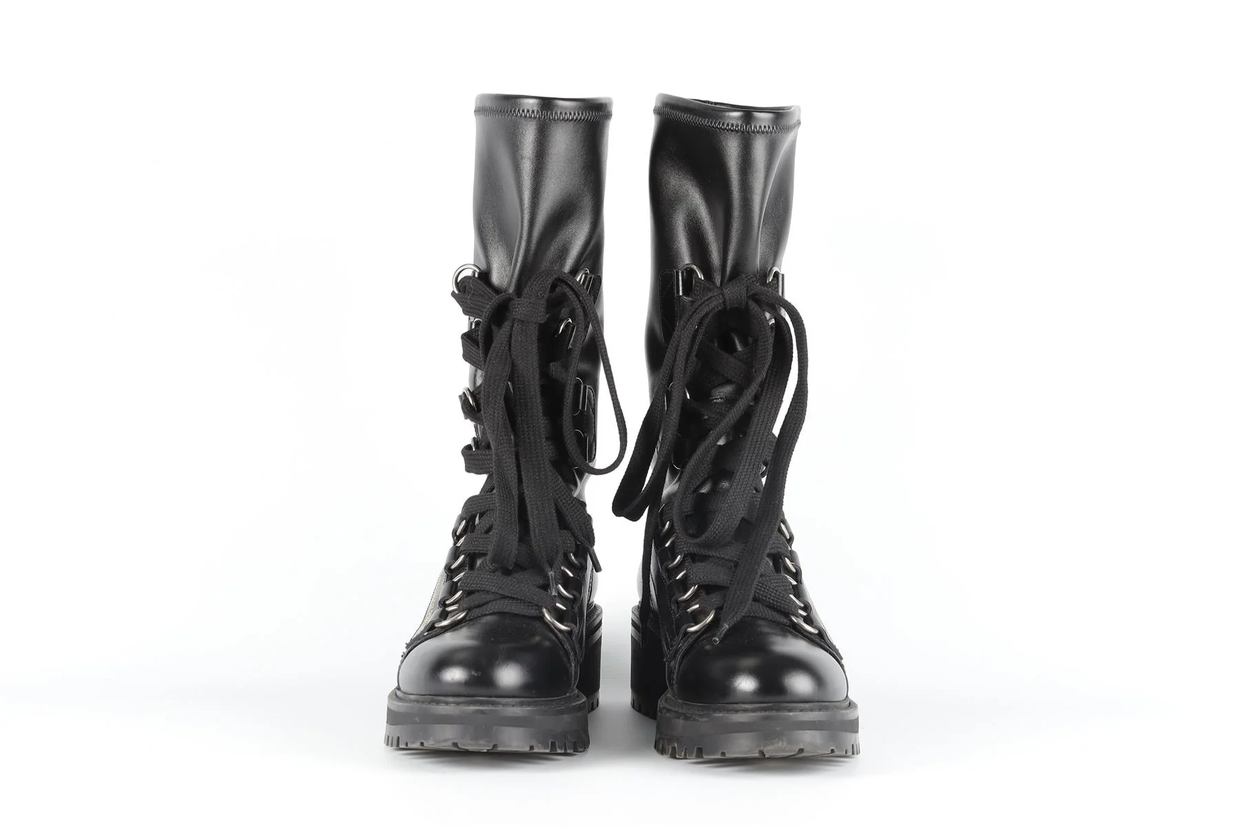 CHRISTIAN DIOR BLACK D-FIGHT LEATHER BOOTS EU 40 UK 7 US 10 - Image 3