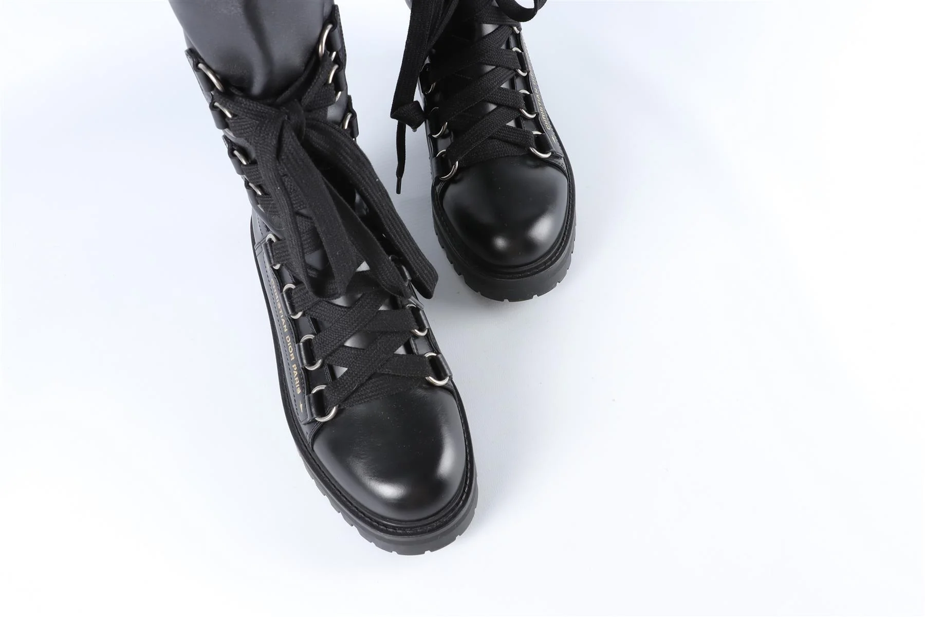 CHRISTIAN DIOR BLACK D-FIGHT LEATHER OVER THE KNEE BOOTS EU 38 UK 5 US 8 - Image 4