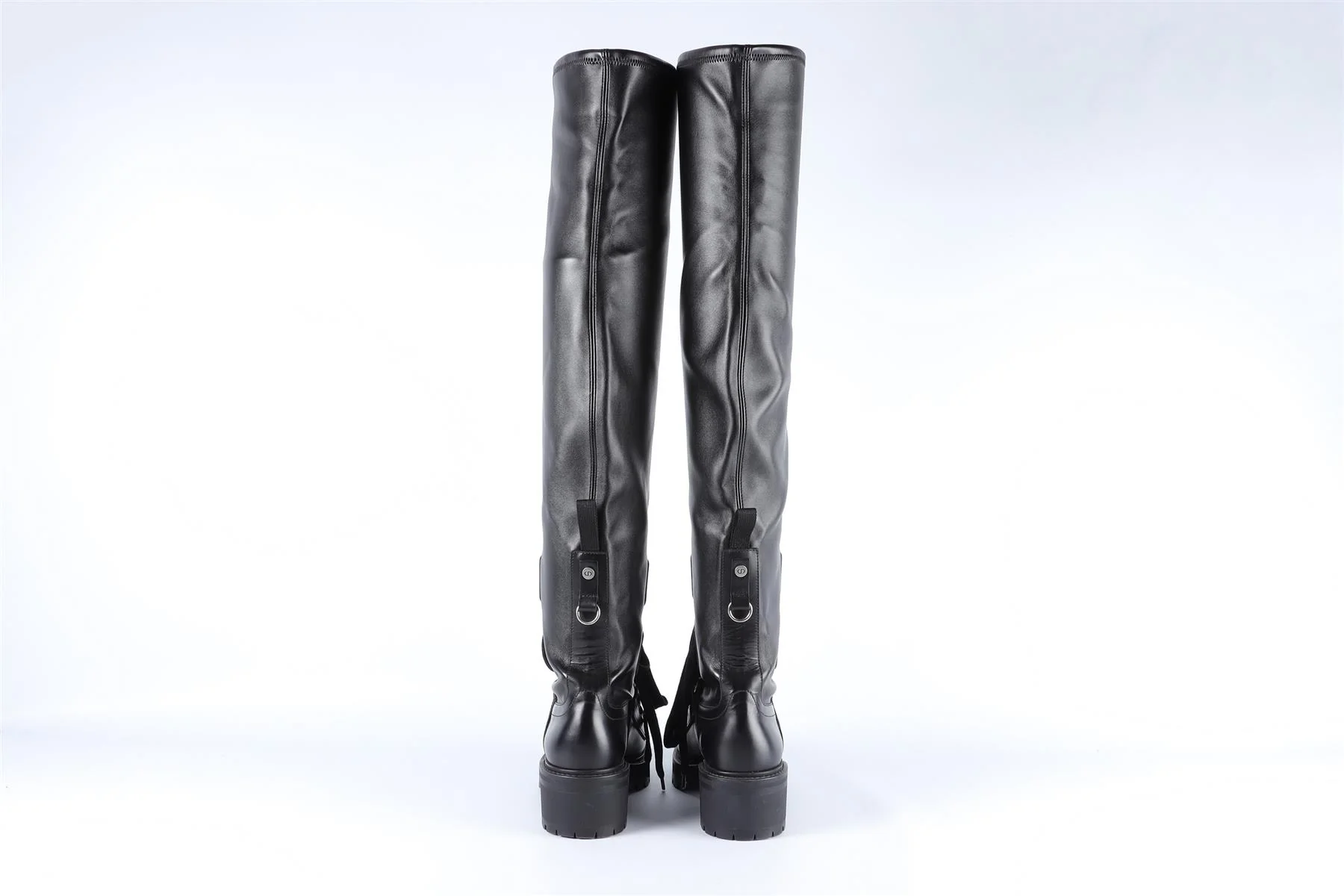 CHRISTIAN DIOR BLACK D-FIGHT LEATHER OVER THE KNEE BOOTS EU 38 UK 5 US 8 - Image 5