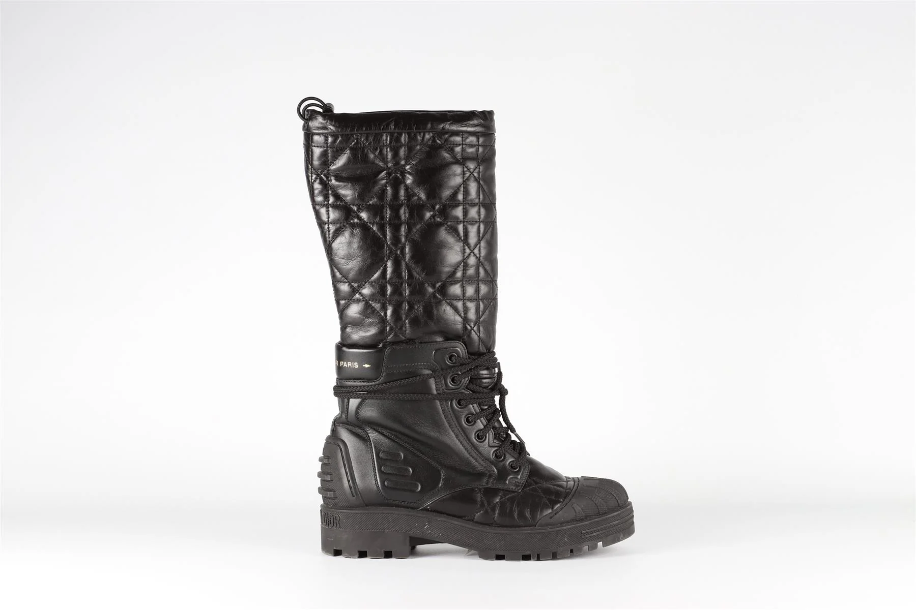 CHRISTIAN DIOR BLACK DIOR IRON CANNAGE LEATHER KNEE HIGH BOOTS EU 38.5 UK 4.5 US 7.5 - Image 2