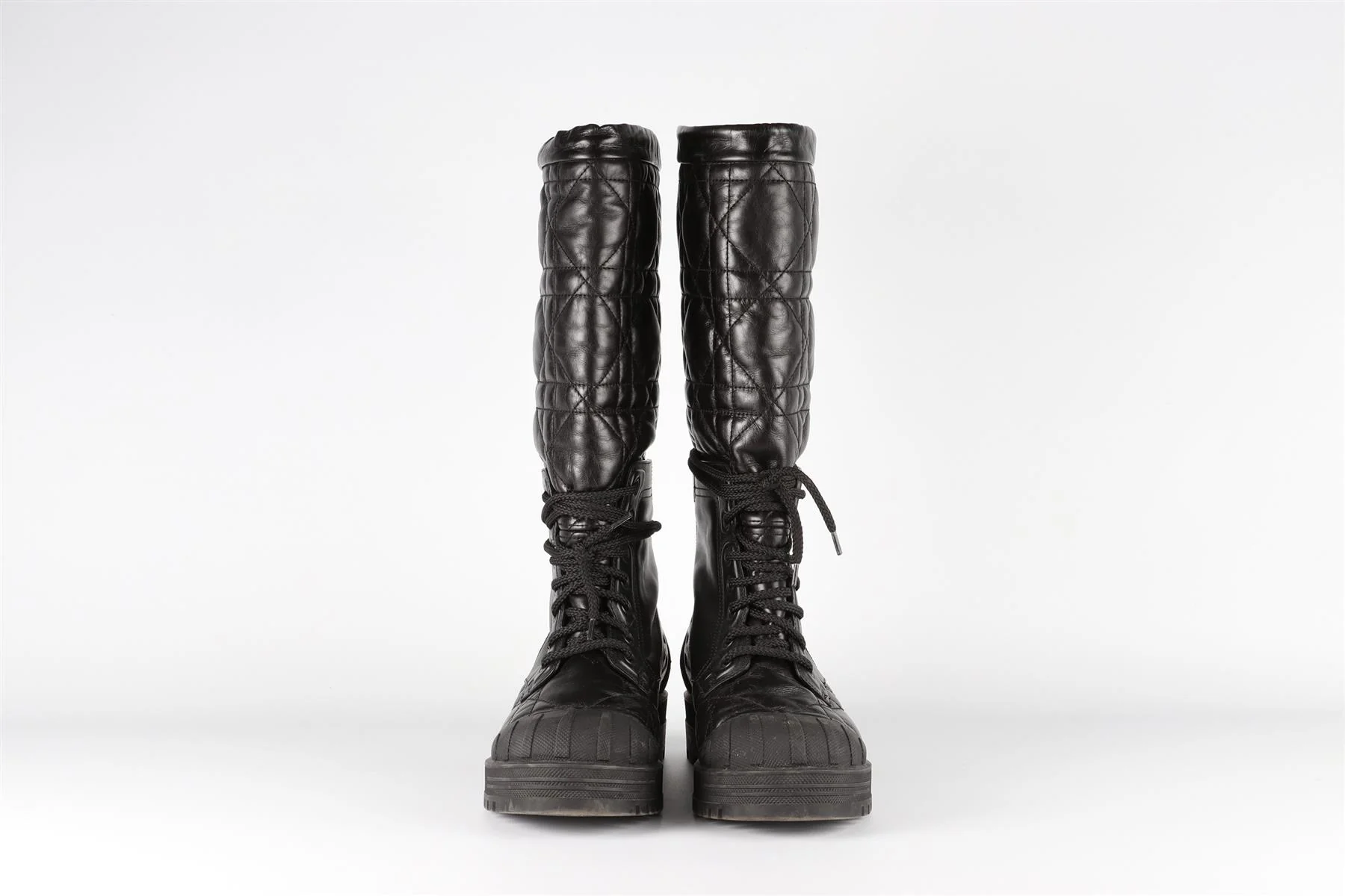 CHRISTIAN DIOR BLACK DIOR IRON CANNAGE LEATHER KNEE HIGH BOOTS EU 38.5 UK 4.5 US 7.5 - Image 3