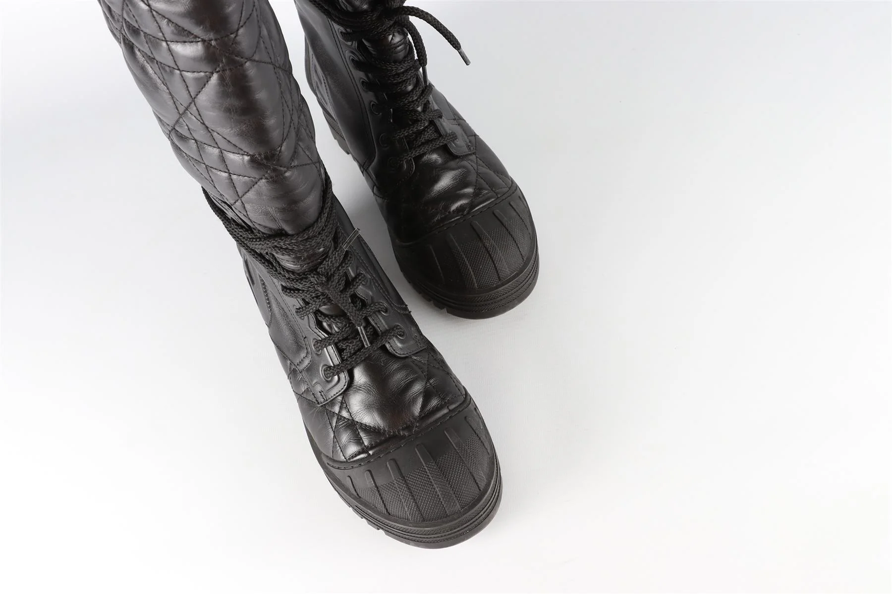 CHRISTIAN DIOR BLACK DIOR IRON CANNAGE LEATHER KNEE HIGH BOOTS EU 38.5 UK 4.5 US 7.5 - Image 4