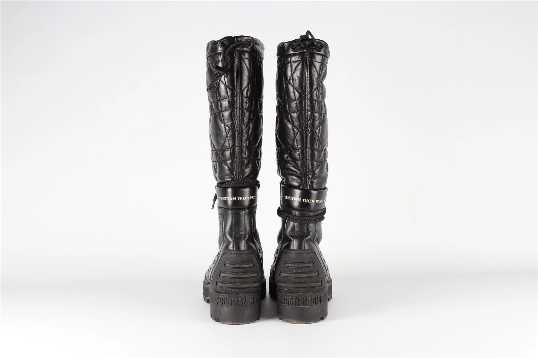 CHRISTIAN DIOR BLACK DIOR IRON CANNAGE LEATHER KNEE HIGH BOOTS EU 38.5 UK 4.5 US 7.5 - Image 5