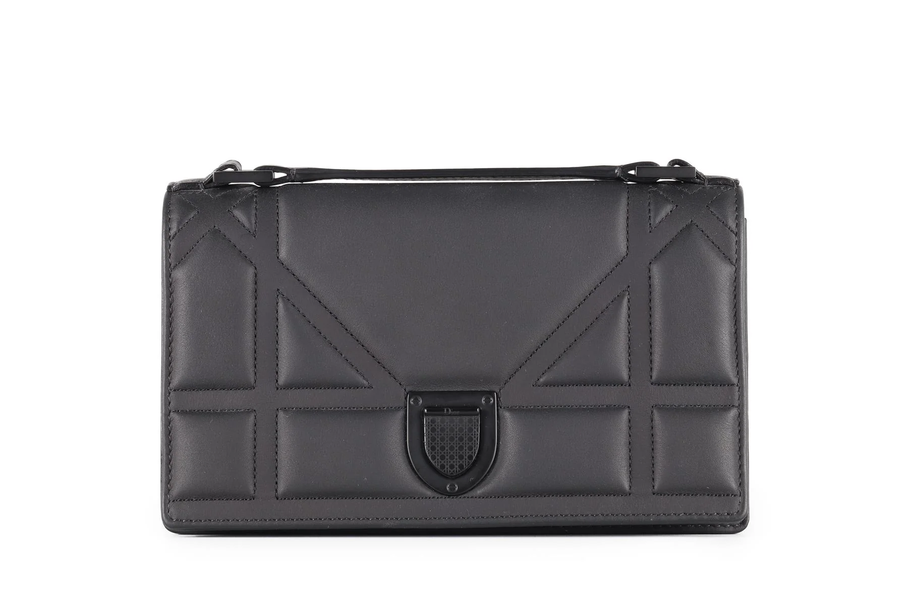 CHRISTIAN DIOR BLACK DIORAMA ULTRAMATTE LEATHER CLUTCH WITH CHAIN - Image 2