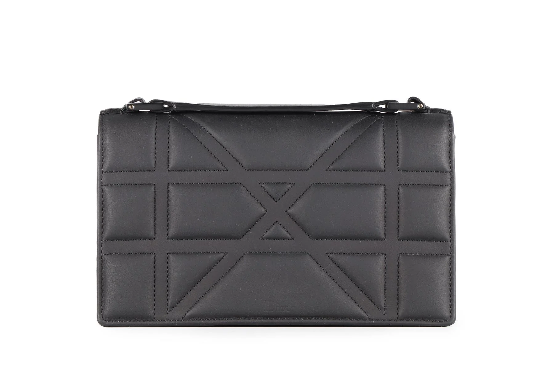 CHRISTIAN DIOR BLACK DIORAMA ULTRAMATTE LEATHER CLUTCH WITH CHAIN - Image 7