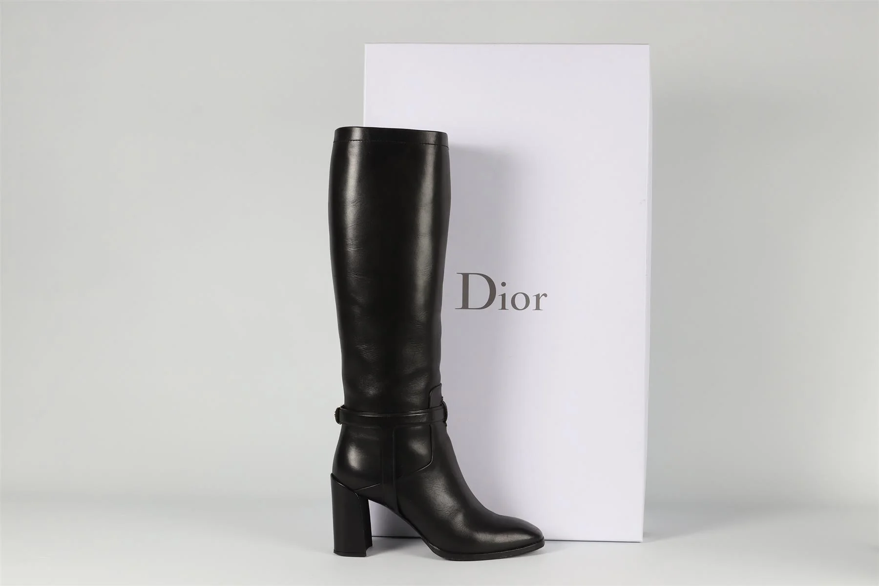CHRISTIAN DIOR BLACK LEATHER KNEE HIGH BOOTS EU 39 UK 6 US 9 - Image 6