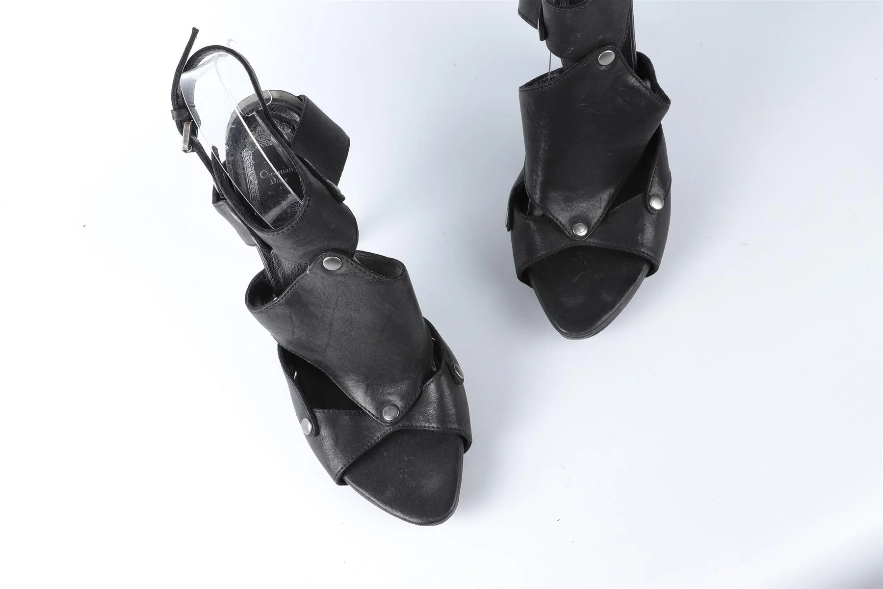 CHRISTIAN DIOR BLACK LEATHER SANDALS EU 39 UK 6 US 9 - Image 4