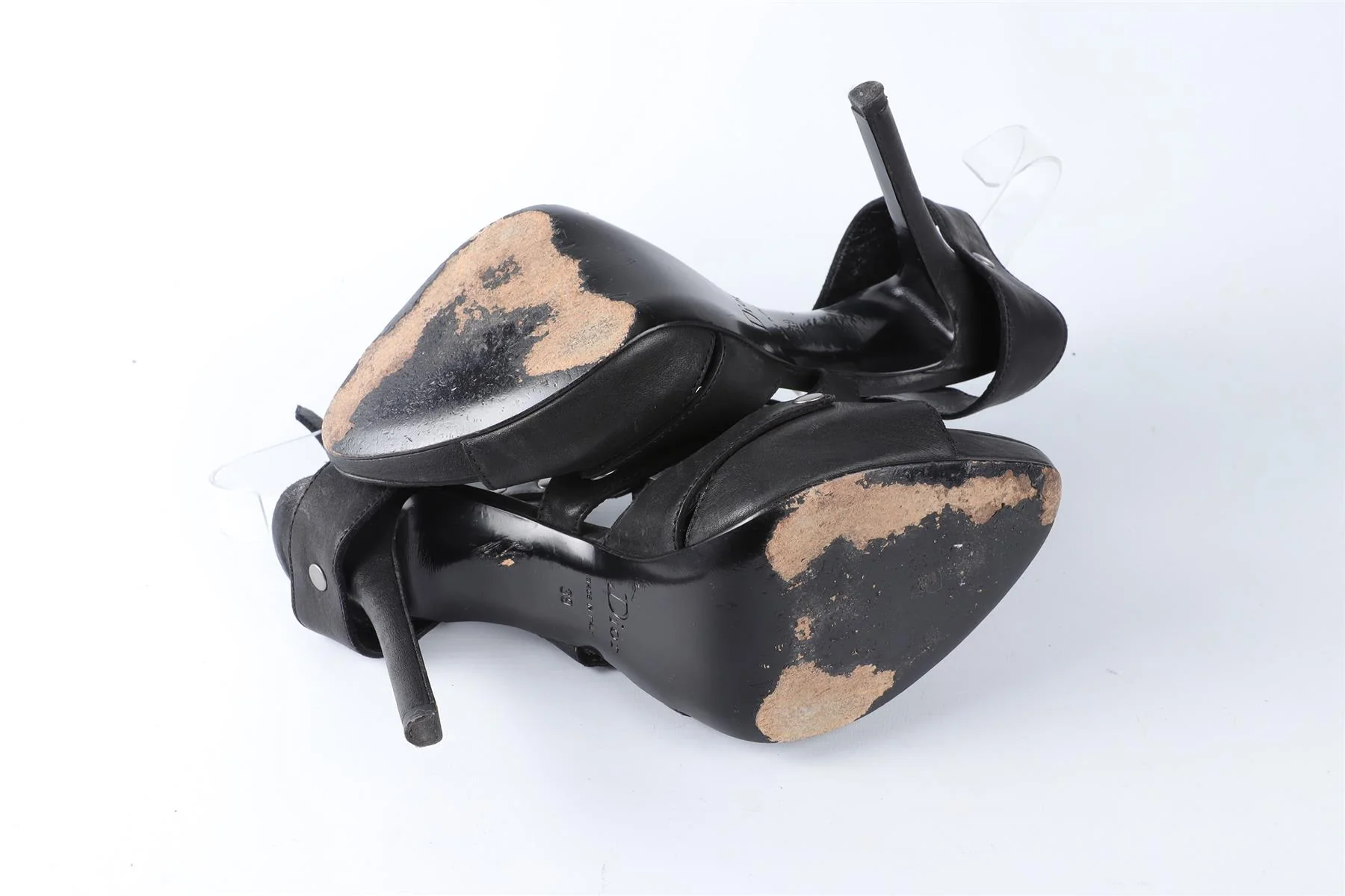 CHRISTIAN DIOR BLACK LEATHER SANDALS EU 39 UK 6 US 9 - Image 6