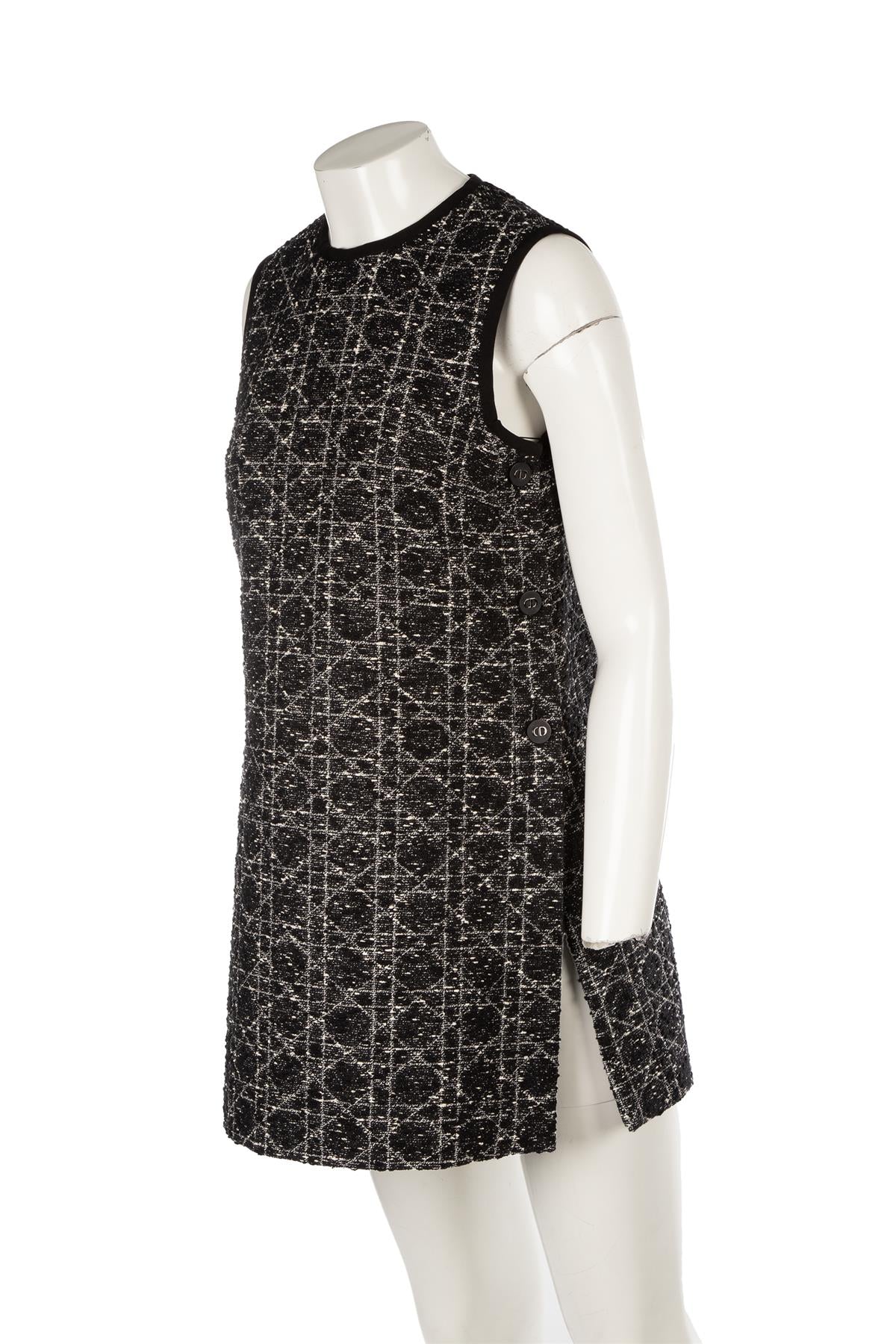 CHRISTIAN DIOR BLACK MACROCANNAGE COTTON MINI DRESS FR 36 UK 8 - Image 3