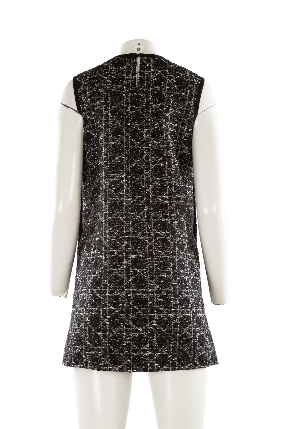 CHRISTIAN DIOR BLACK MACROCANNAGE COTTON MINI DRESS FR 36 UK 8 - Image 4