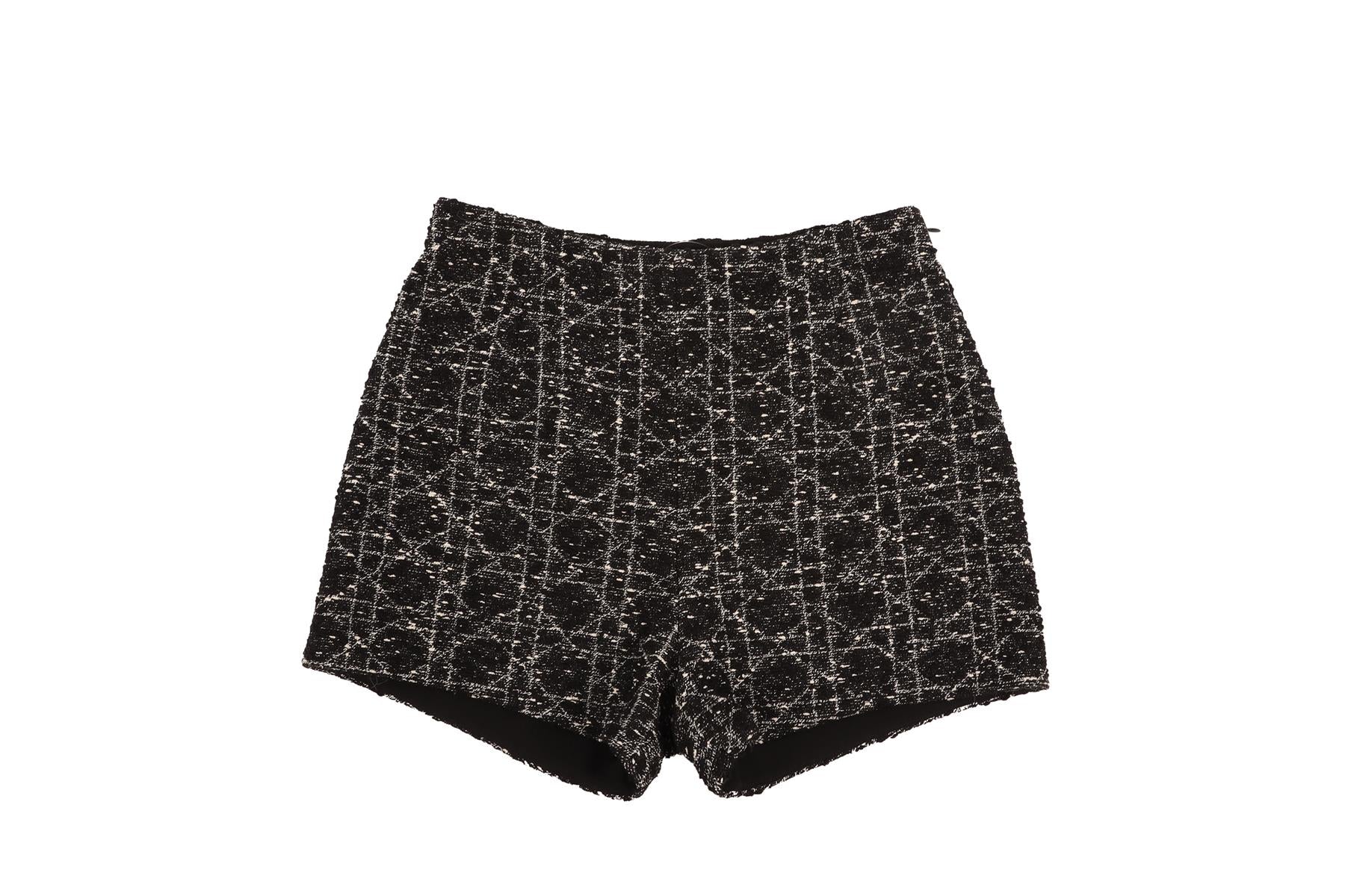 CHRISTIAN DIOR BLACK MACROCANNAGE COTTON SHORTS FR 36 UK 8 - Image 2