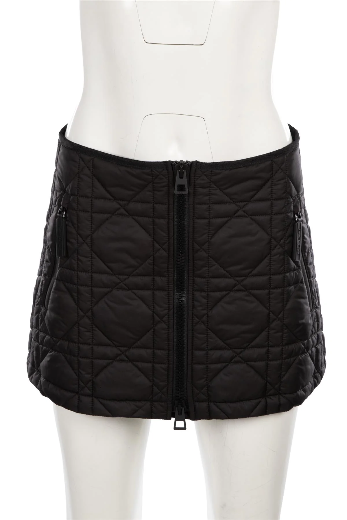 CHRISTIAN DIOR BLACK MACROCANNAGE NYLON MINI SKIRT FR 36 UK 8 - Image 2