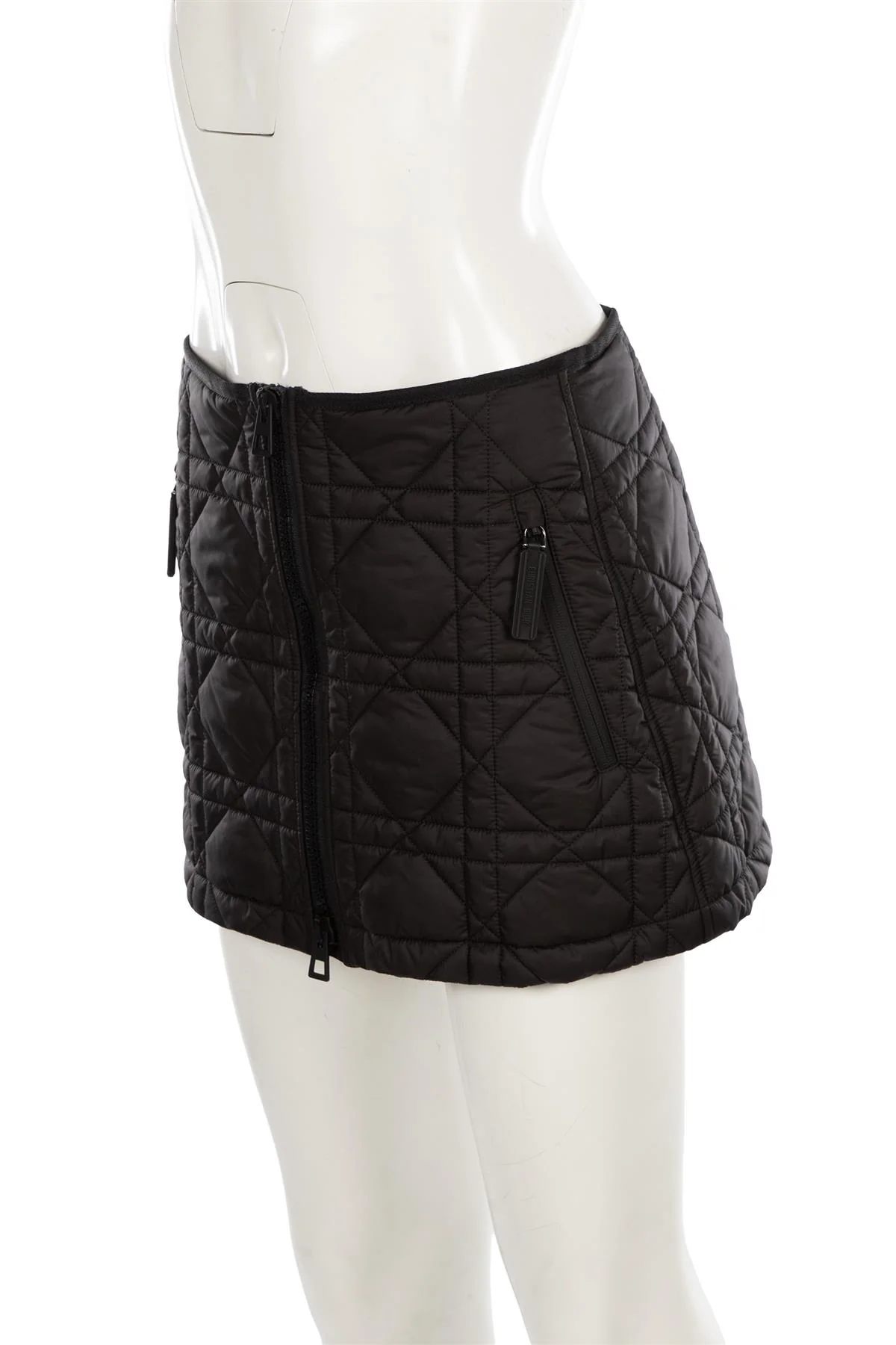 CHRISTIAN DIOR BLACK MACROCANNAGE NYLON MINI SKIRT FR 36 UK 8 - Image 3