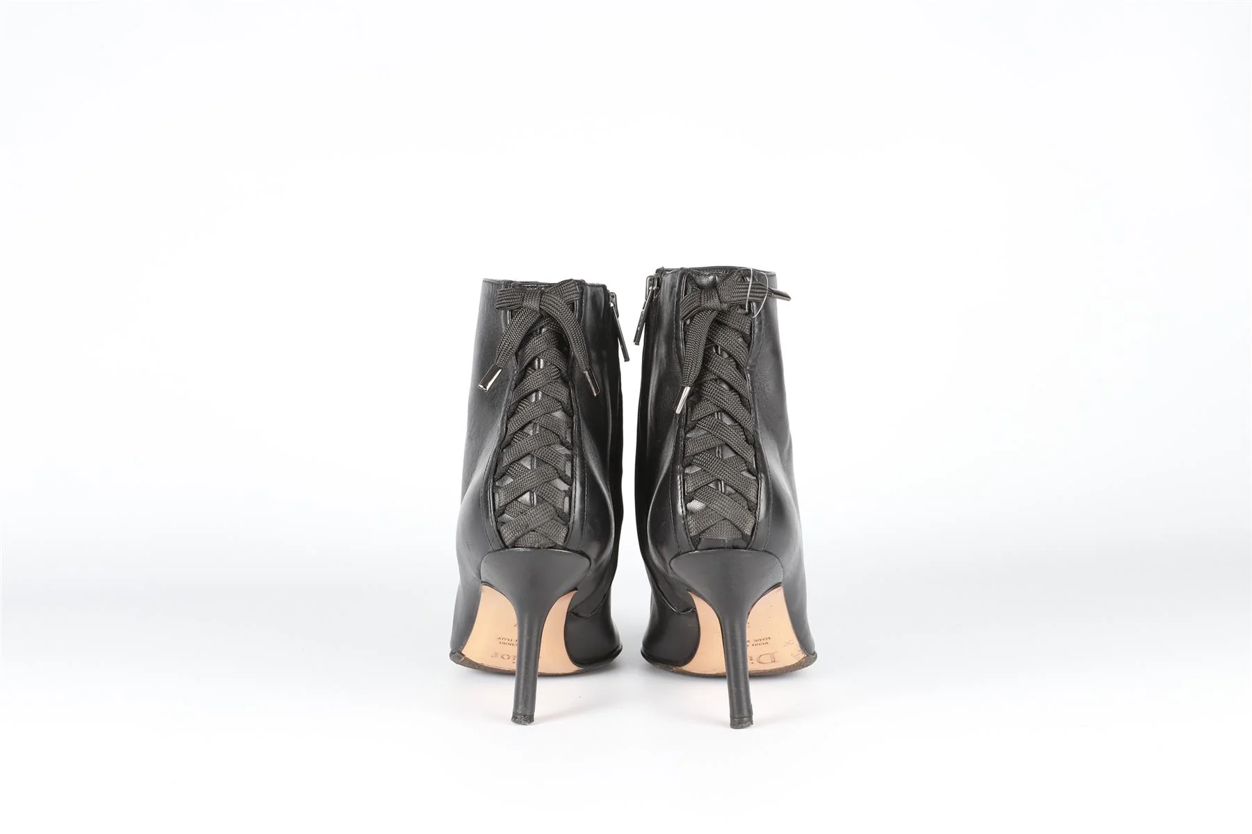 CHRISTIAN DIOR BLACK VINTAGE LEATHER ANKLE BOOTS EU 37 UK 4 US 7 - Image 5