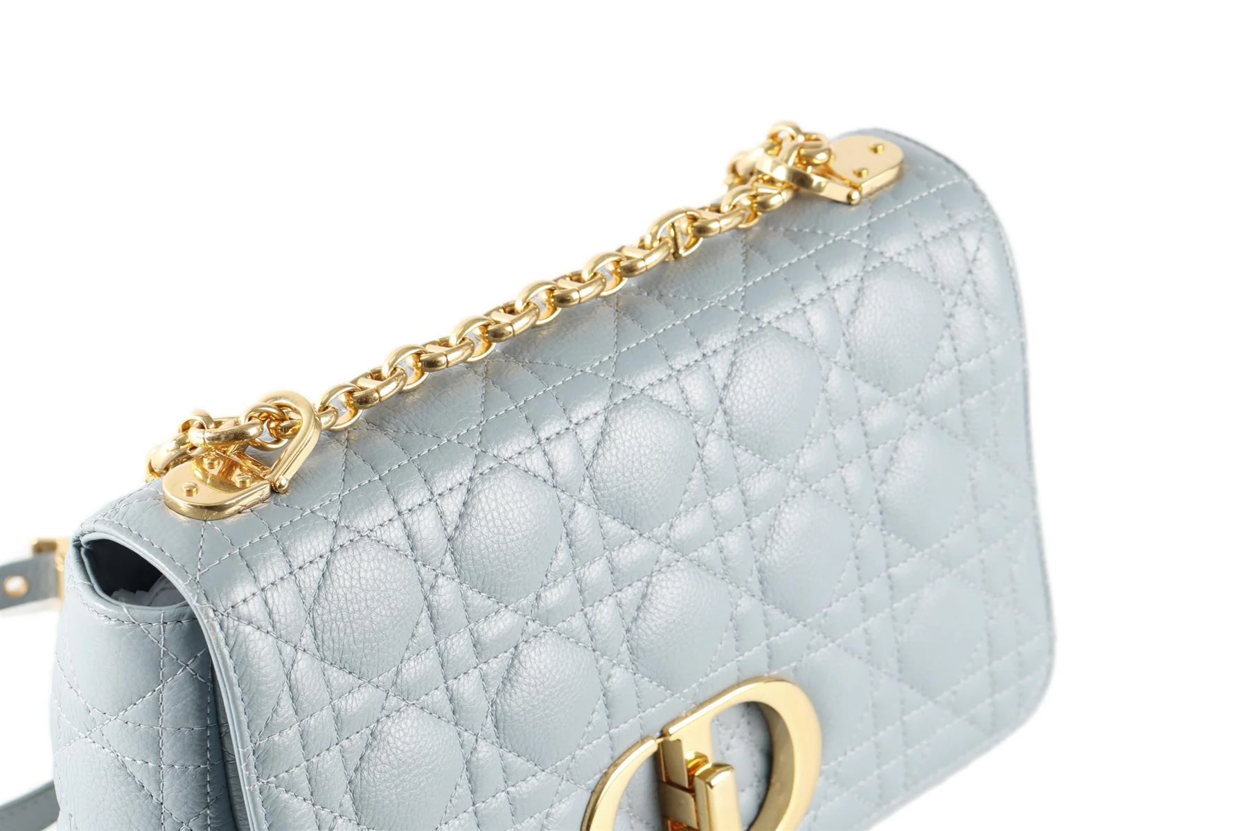 CHRISTIAN DIOR BLUE CARO MEDIUM CARO CANNAGE LEATHER SHOULDER BAG - Image 11