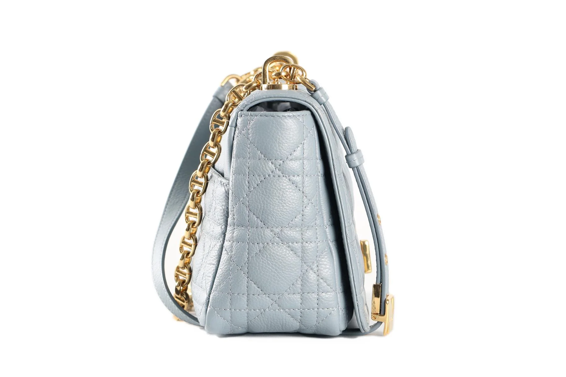 CHRISTIAN DIOR BLUE CARO MEDIUM CARO CANNAGE LEATHER SHOULDER BAG - Image 5
