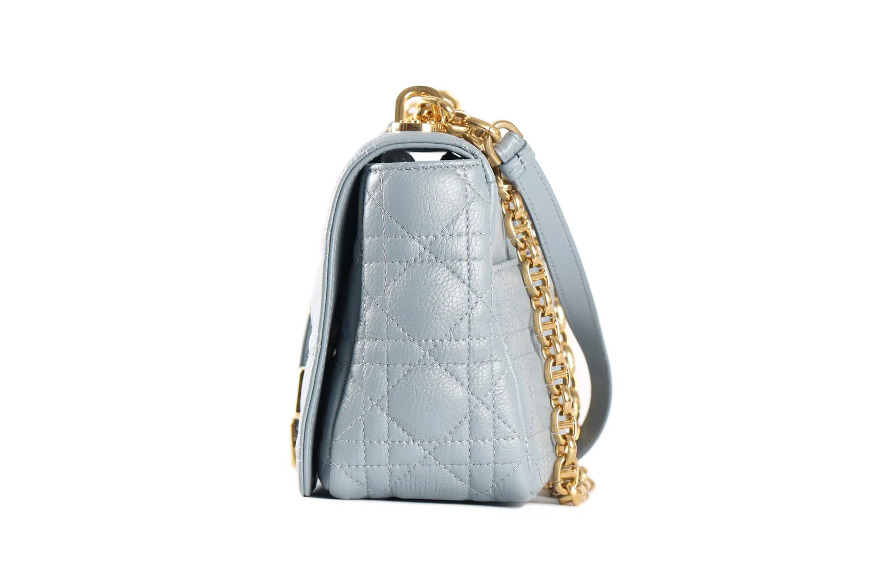 CHRISTIAN DIOR BLUE CARO MEDIUM CARO CANNAGE LEATHER SHOULDER BAG - Image 6
