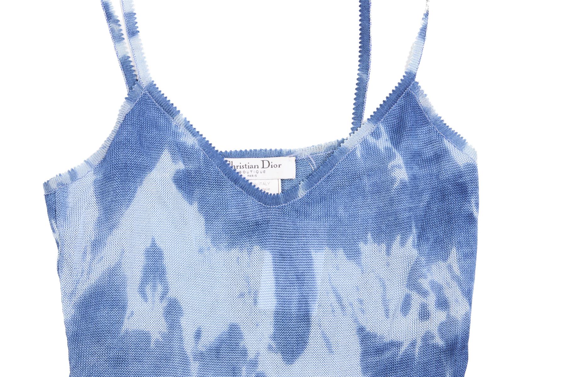 CHRISTIAN DIOR BLUE KNIT TOP FR 36 UK 8 - Image 3