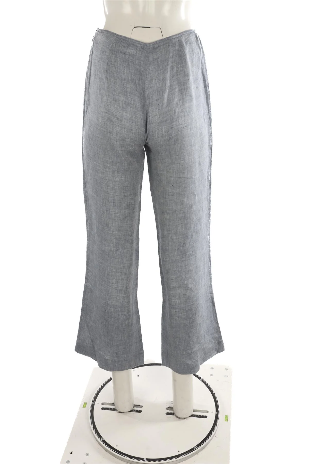 CHRISTIAN DIOR BLUE LINEN STRAIGHT LEG PANTS FR 38 UK 10 - Image 4