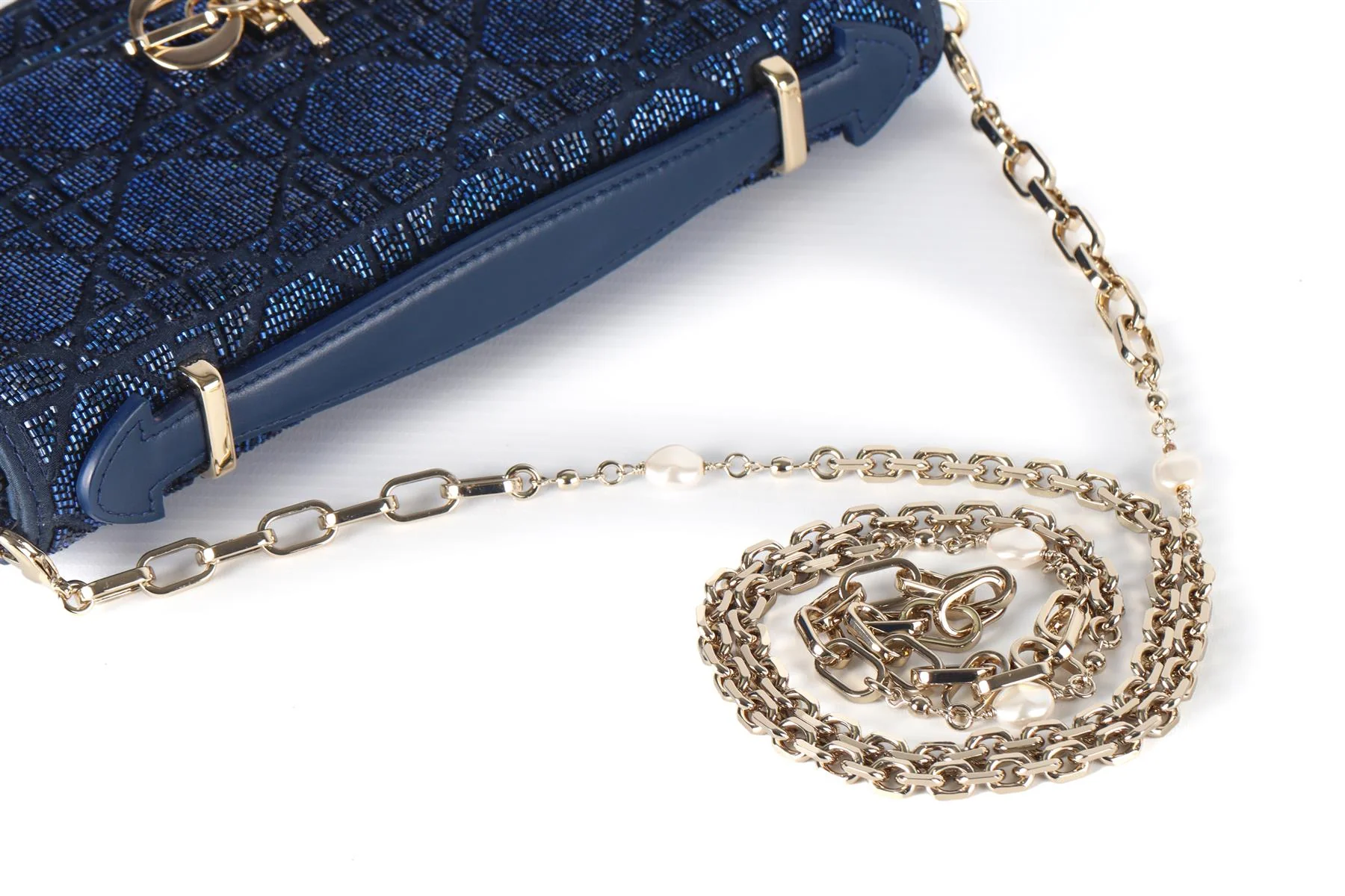 CHRISTIAN DIOR BLUE MY DIOR MINI BEAD AND SATIN CLUTCH - Image 11
