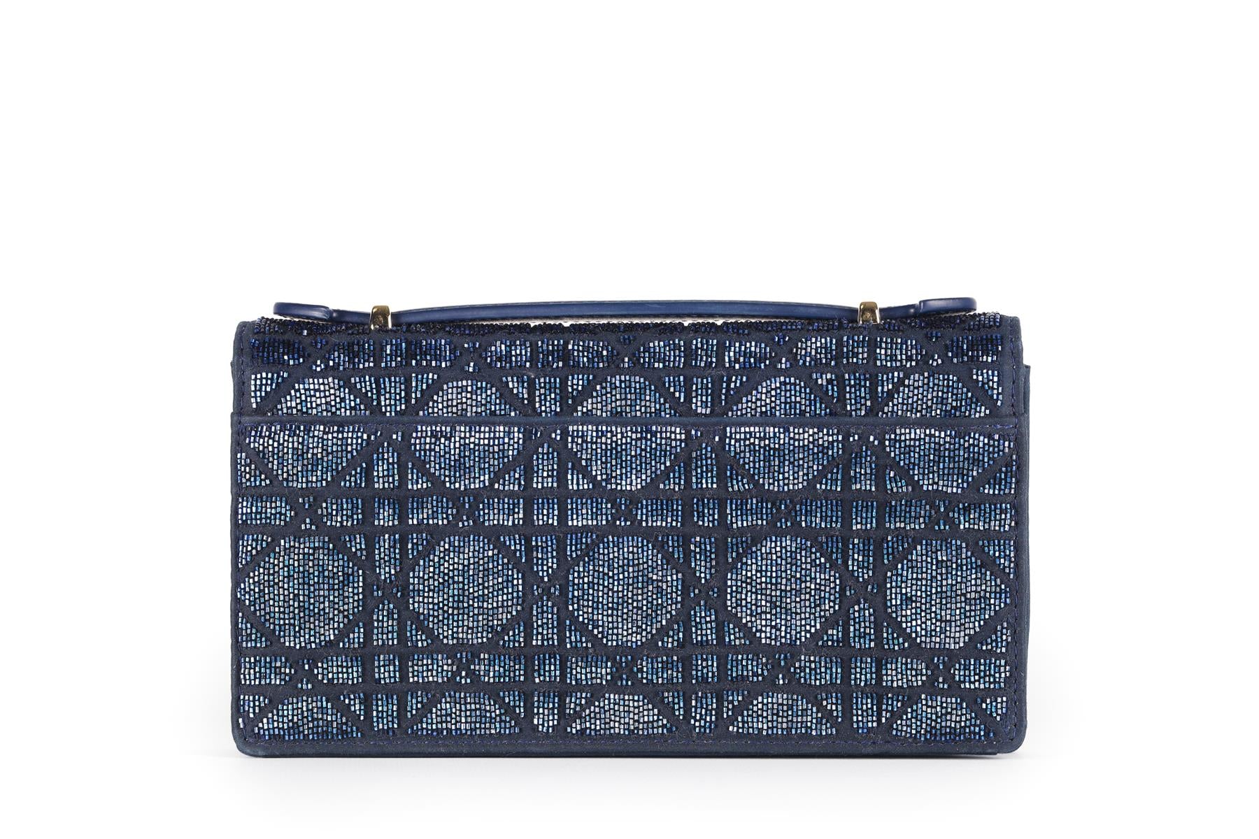 CHRISTIAN DIOR BLUE MY DIOR MINI BEAD AND SATIN CLUTCH - Image 7