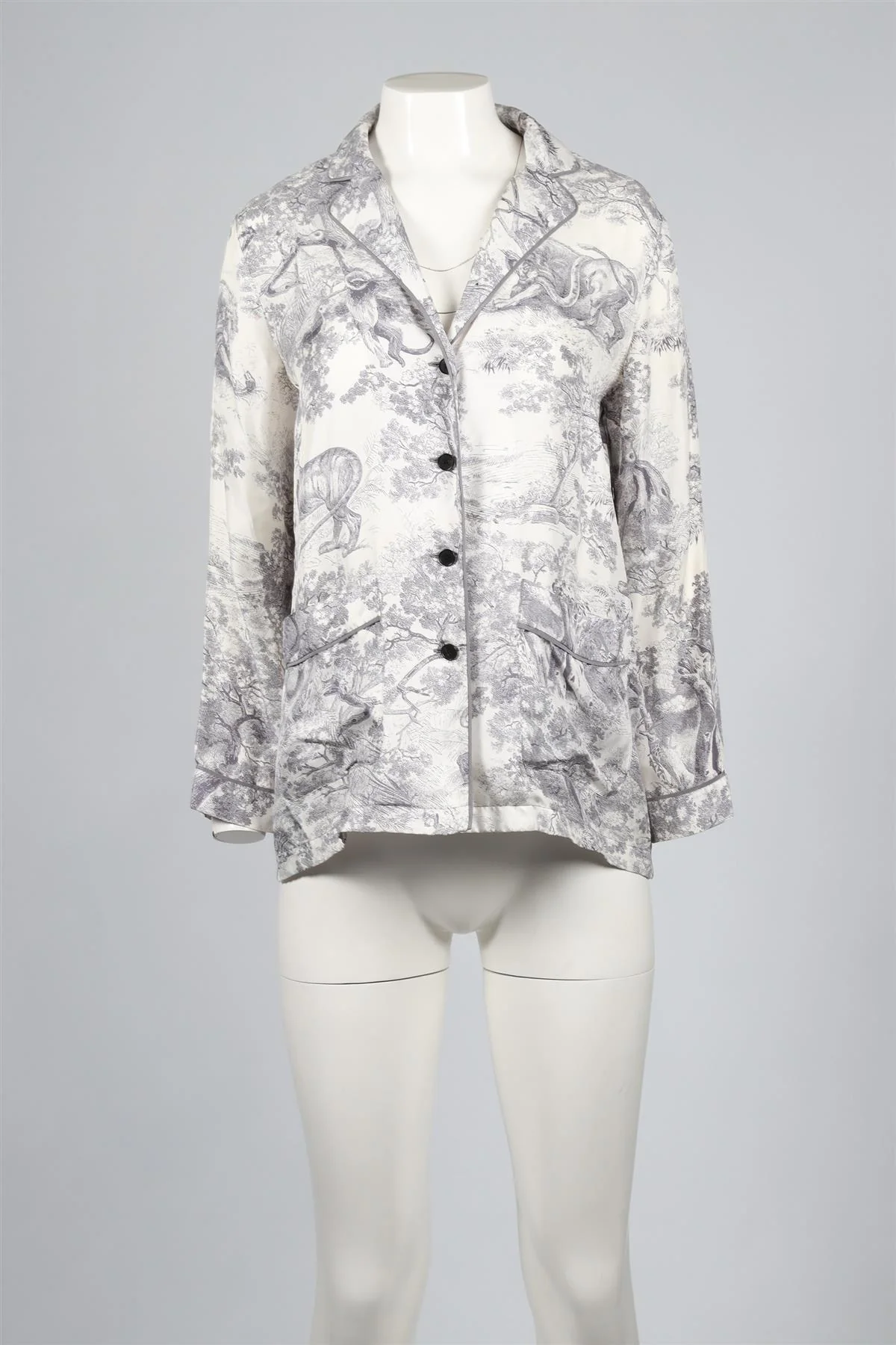 CHRISTIAN DIOR BLUE SILK SHIRT FR 34 UK 6 - Image 2