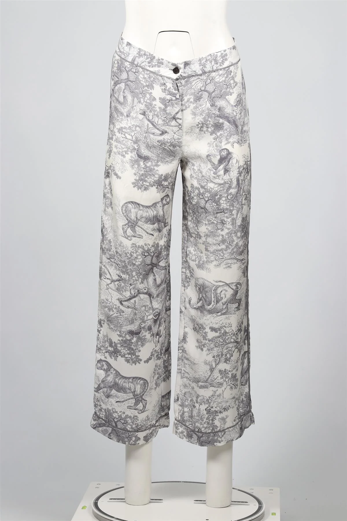CHRISTIAN DIOR BLUE SILK WIDE LEG PANTS FR 34 UK 6 - Image 2