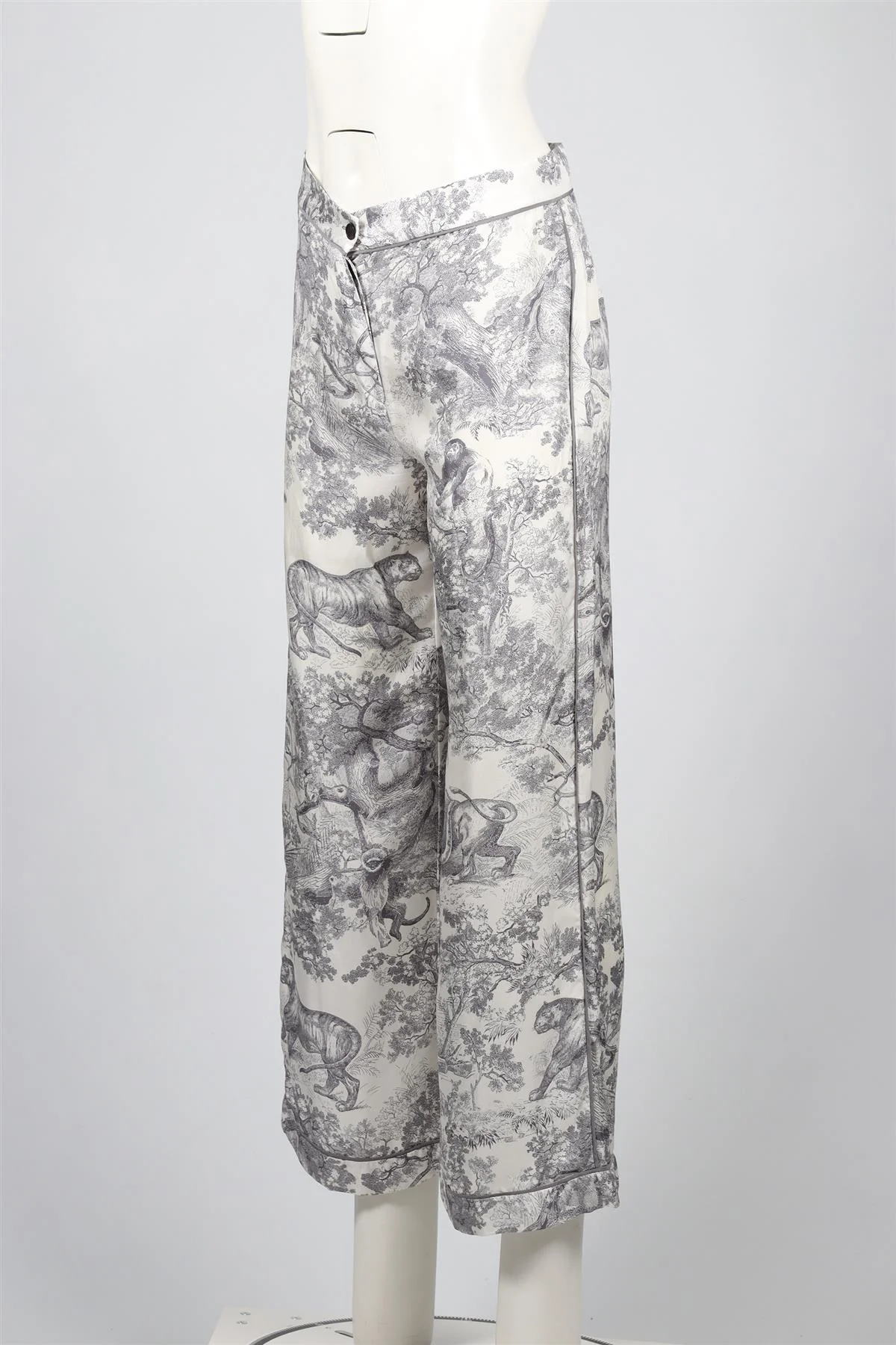 CHRISTIAN DIOR BLUE SILK WIDE LEG PANTS FR 34 UK 6 - Image 3