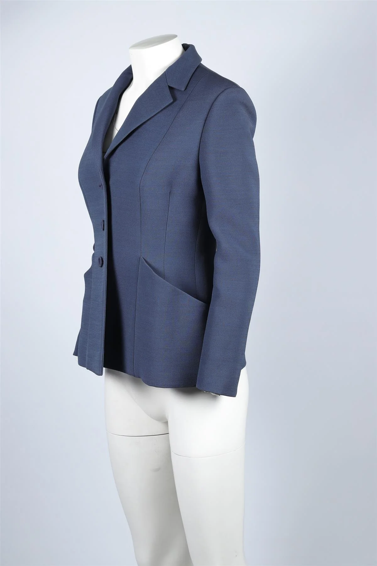 CHRISTIAN DIOR BLUE WOOL BLAZER FR 40 UK 12 - Image 3