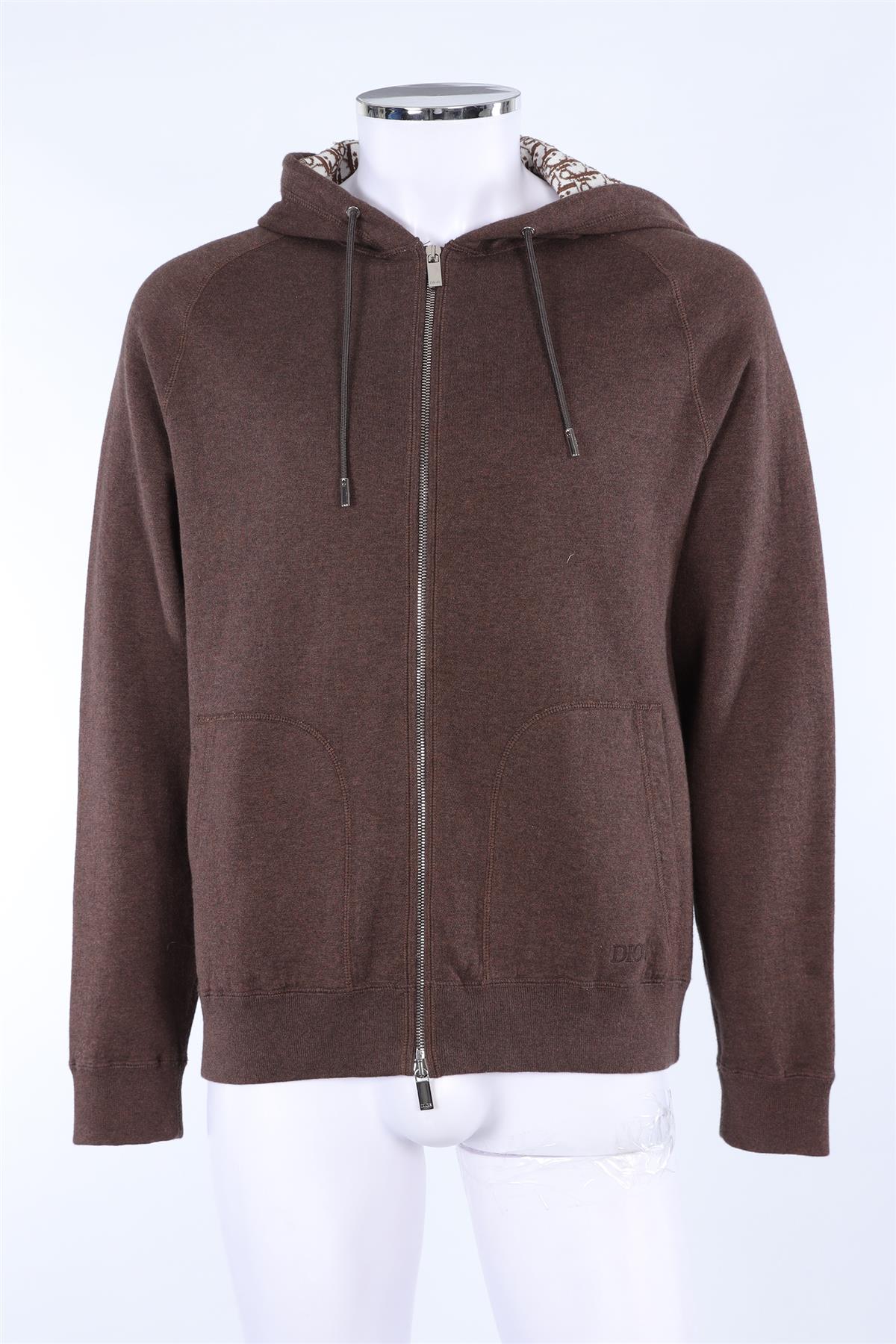 CHRISTIAN DIOR BROWN MEN'S 2021 OBLIQUE COTTON HOODIE XLARGE - Image 2