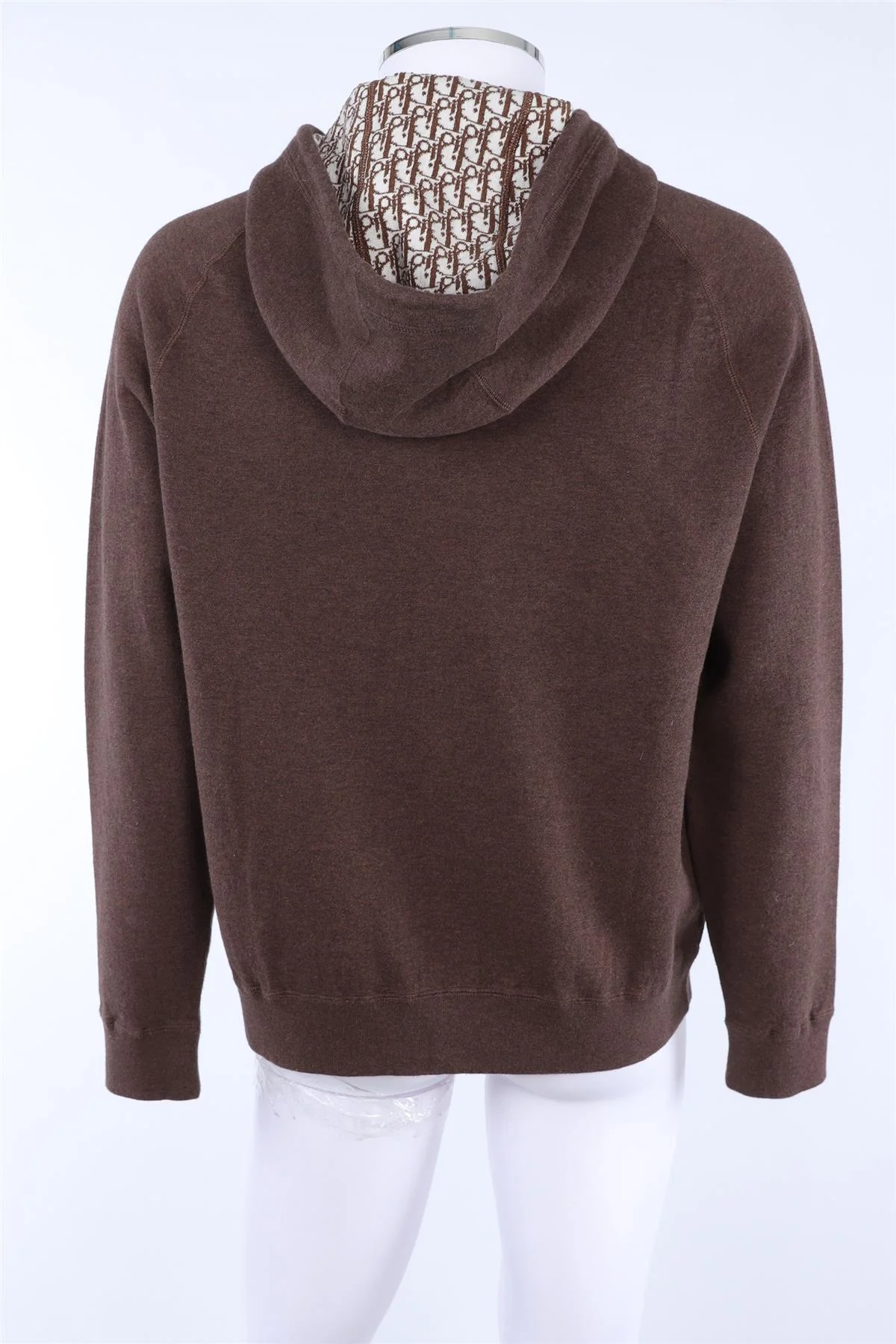 CHRISTIAN DIOR BROWN MEN'S 2021 OBLIQUE COTTON HOODIE XLARGE - Image 4