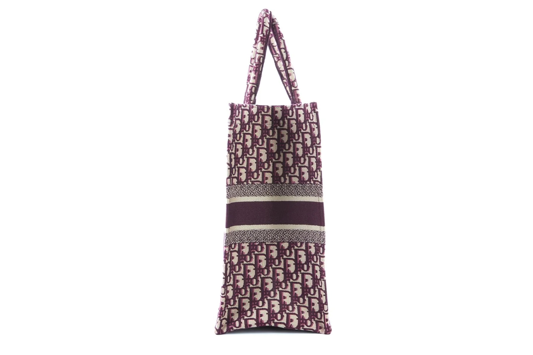 CHRISTIAN DIOR BURGUNDY BOOK LARGE OBLIQUE CANVAS TOTE BAG - Image 4