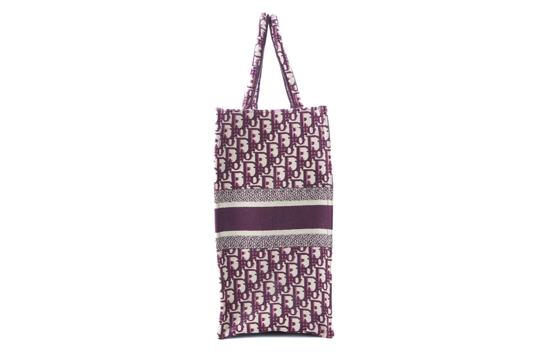 CHRISTIAN DIOR BURGUNDY BOOK LARGE OBLIQUE CANVAS TOTE BAG - Image 5