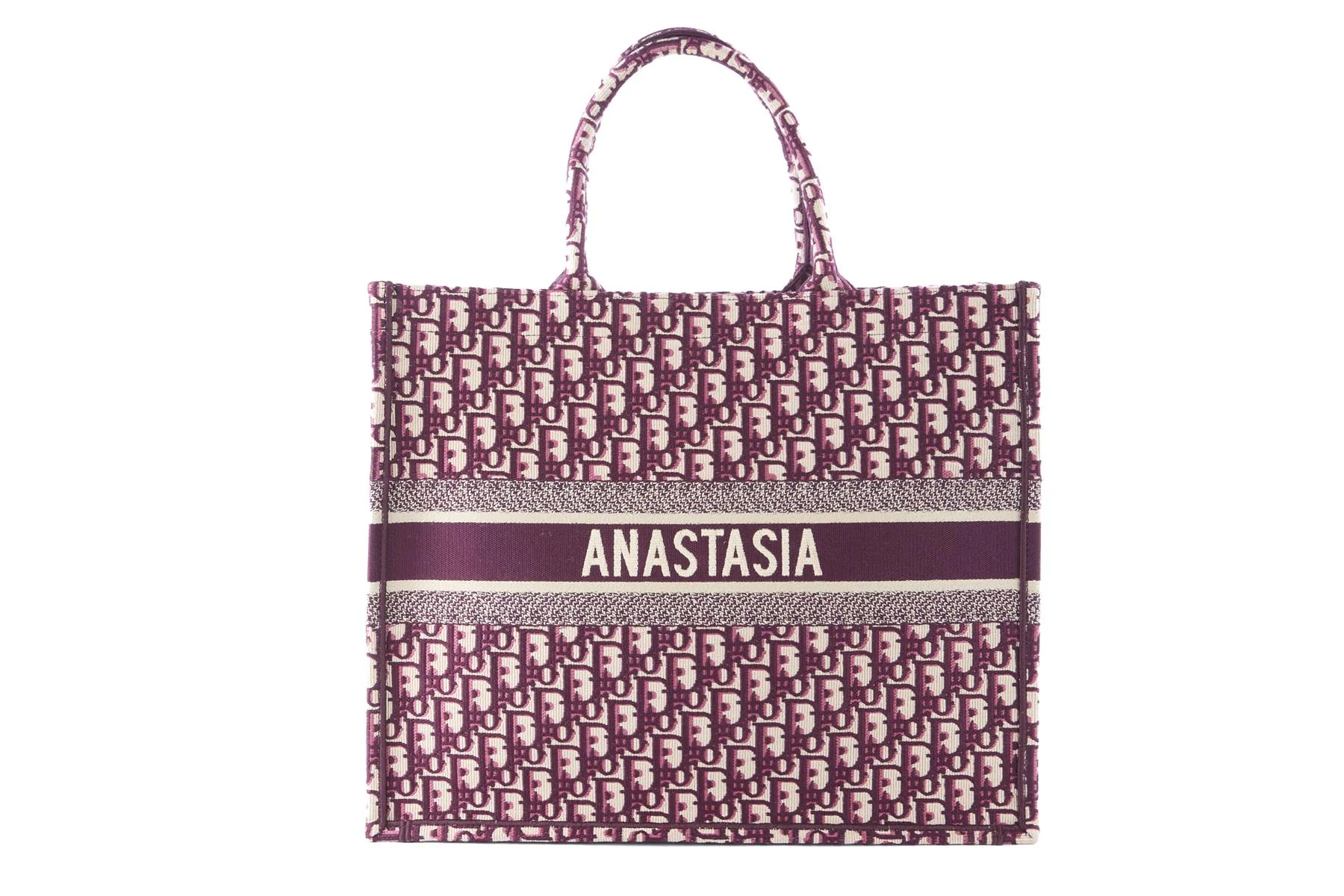 CHRISTIAN DIOR BURGUNDY BOOK LARGE OBLIQUE CANVAS TOTE BAG - Image 6