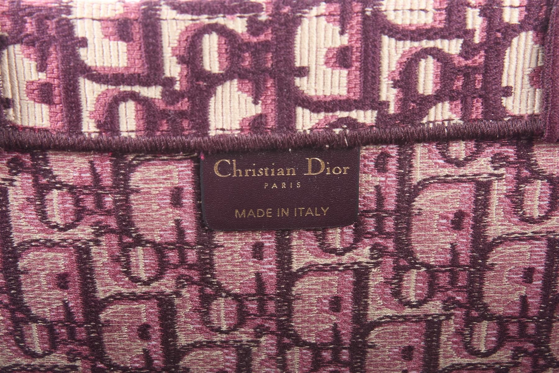 CHRISTIAN DIOR BURGUNDY BOOK LARGE OBLIQUE CANVAS TOTE BAG - Image 8