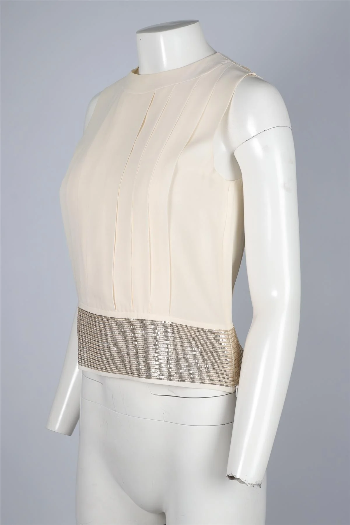 CHRISTIAN DIOR CREAM CREPE TOP FR 34 UK 6 - Image 3