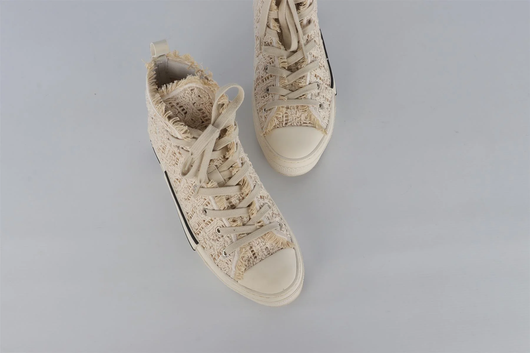 CHRISTIAN DIOR CREAM MEN'S B23 MACRAMÉ SNEAKERS EU 44 UK 10 US 11 - Image 4