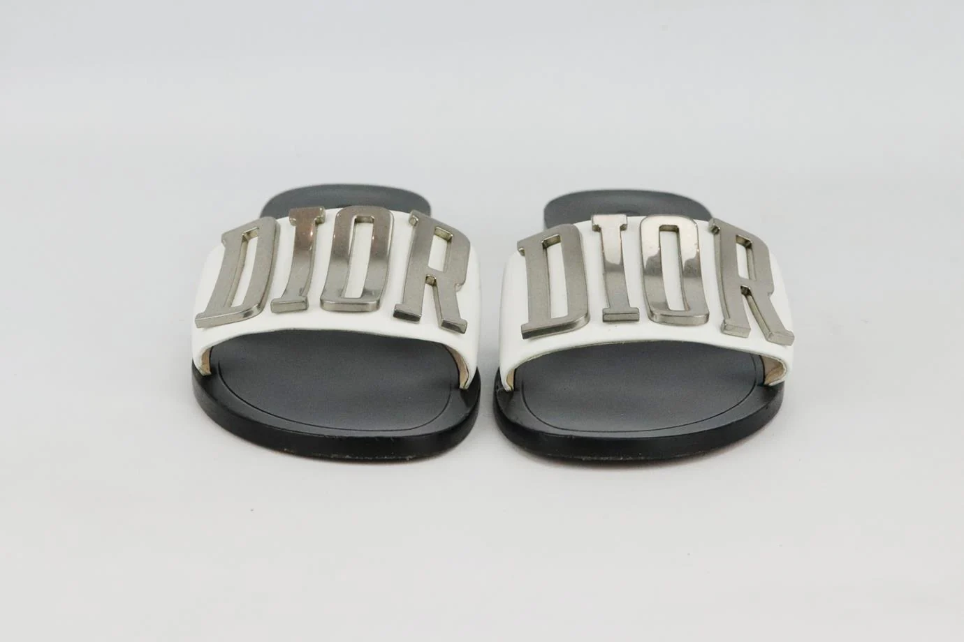 CHRISTIAN DIOR EVOLUTION LOGO EMBELLISHED LEATHER SLIDES EU 38 UK 5 US 8 - Image 3
