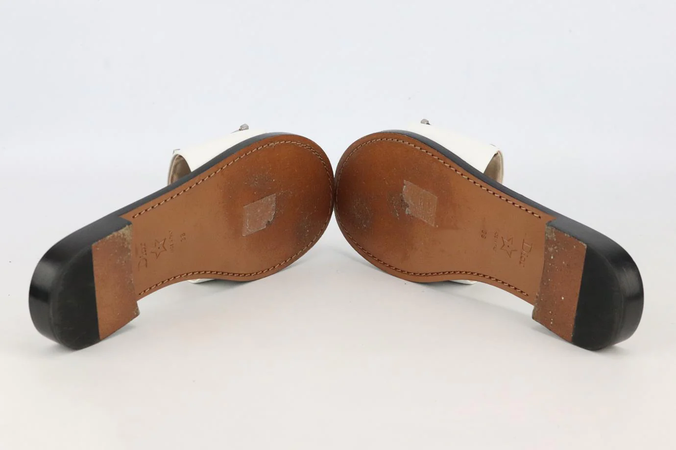 CHRISTIAN DIOR EVOLUTION LOGO EMBELLISHED LEATHER SLIDES EU 38 UK 5 US 8 - Image 5