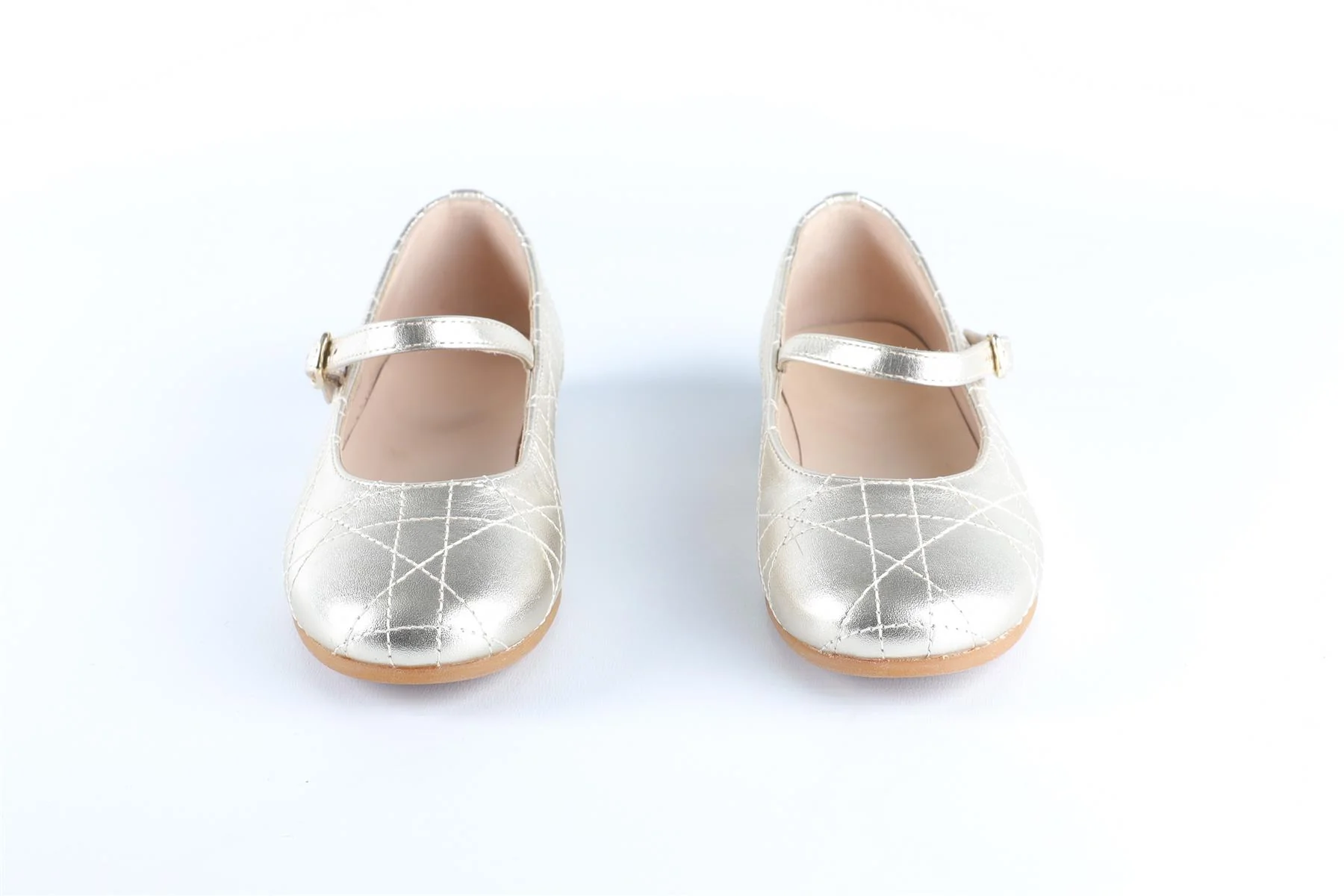 CHRISTIAN DIOR GOLD KIDS GIRLS LEATHER BALLET FLATS EU 26 UK 8.5 US 9 - Image 3