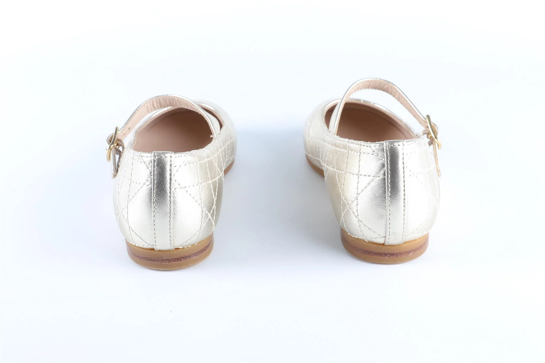 CHRISTIAN DIOR GOLD KIDS GIRLS LEATHER BALLET FLATS EU 26 UK 8.5 US 9 - Image 4