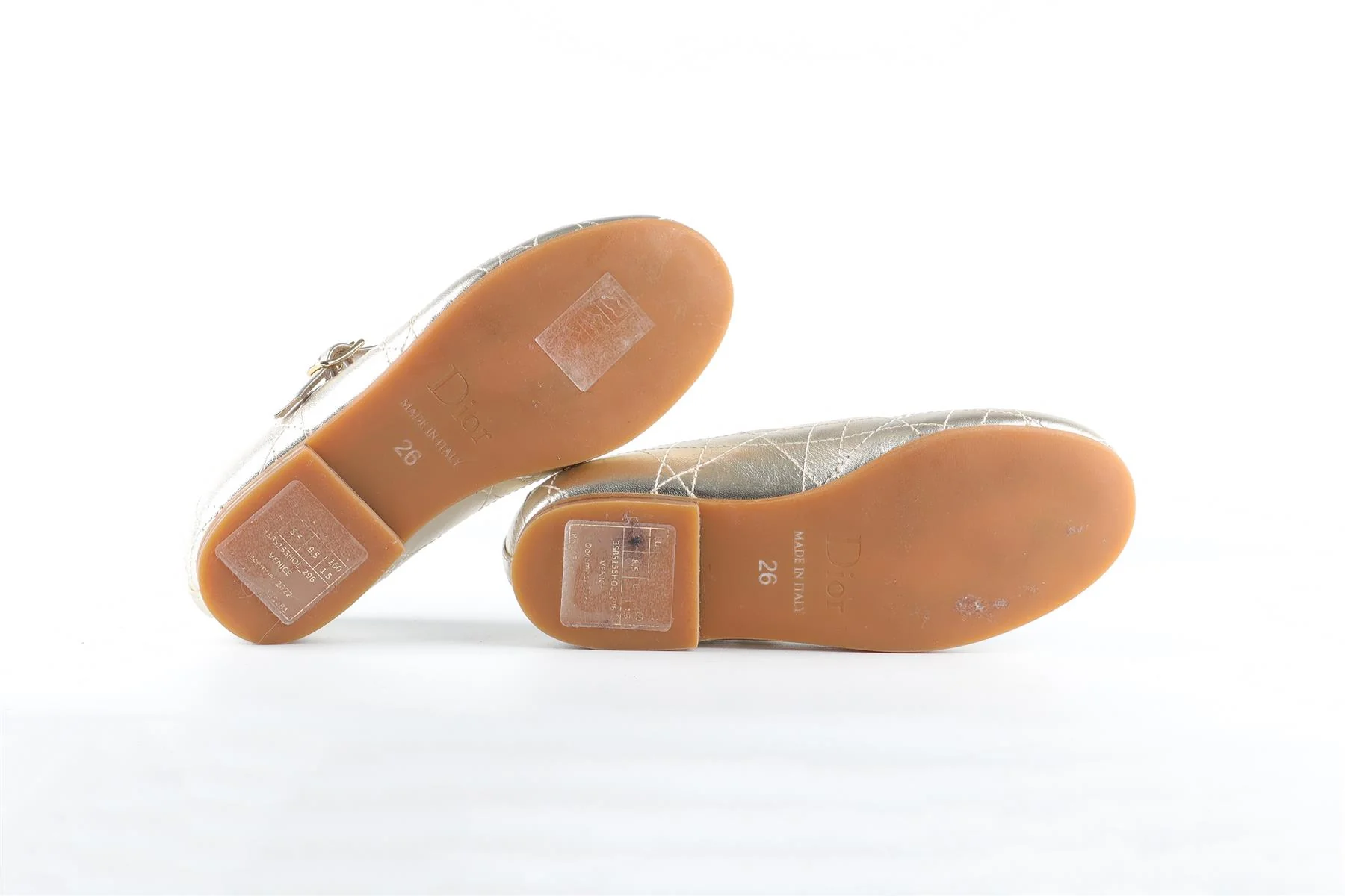 CHRISTIAN DIOR GOLD KIDS GIRLS LEATHER BALLET FLATS EU 26 UK 8.5 US 9 - Image 5