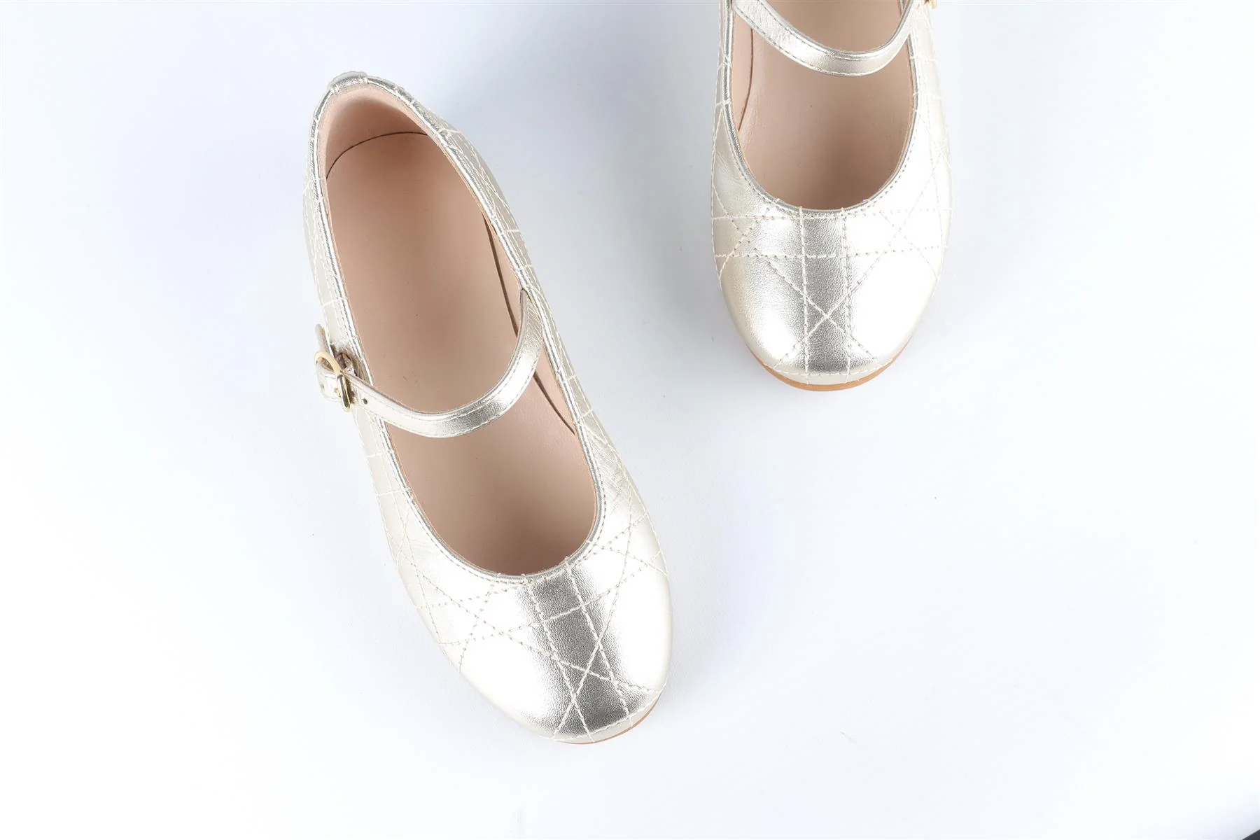 CHRISTIAN DIOR GOLD KIDS GIRLS LEATHER BALLET FLATS EU 26 UK 8.5 US 9 - Image 6