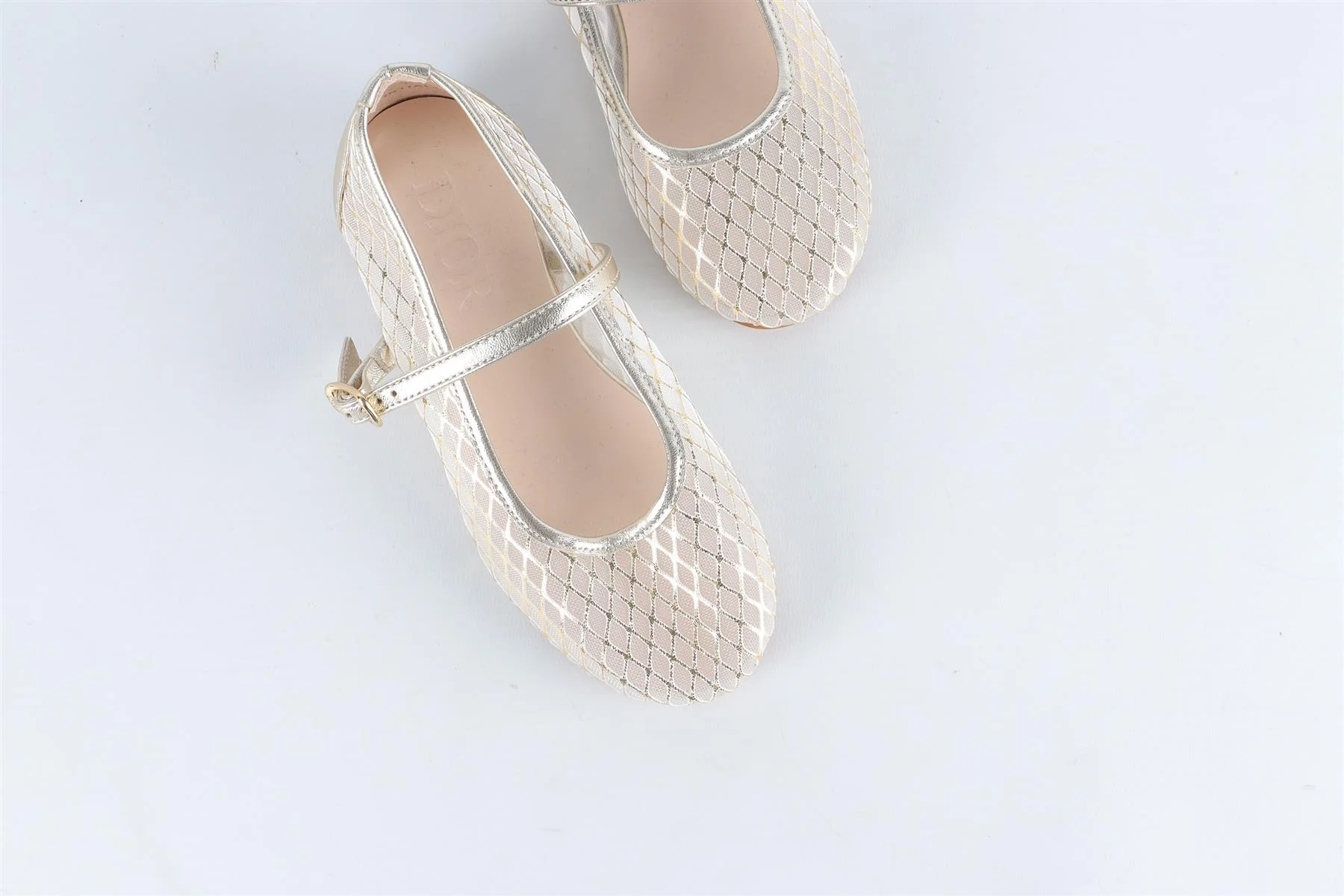 CHRISTIAN DIOR GOLD KIDS GIRLS LEATHER BALLET FLATS EU 27 UK 9 US 10 - Image 4