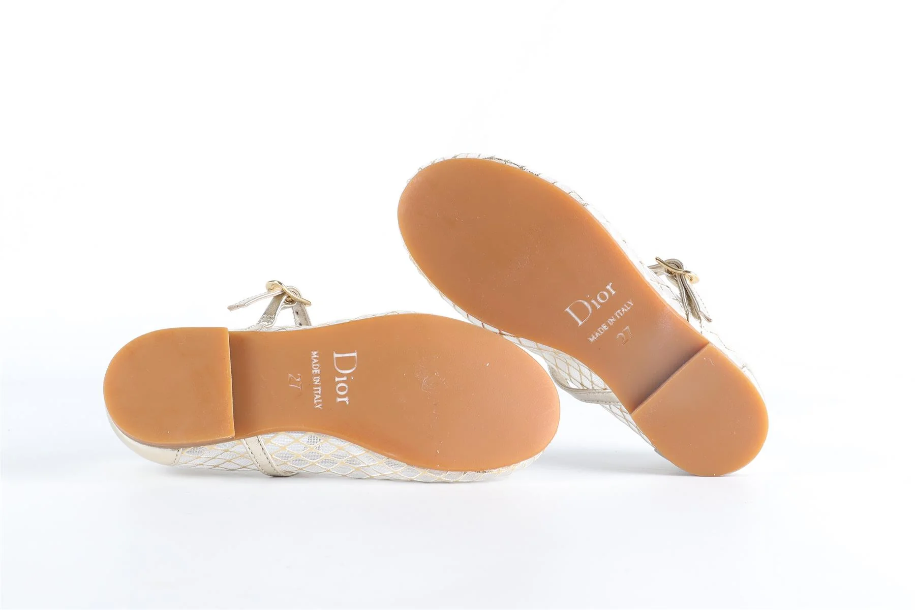 CHRISTIAN DIOR GOLD KIDS GIRLS LEATHER BALLET FLATS EU 27 UK 9 US 10 - Image 6
