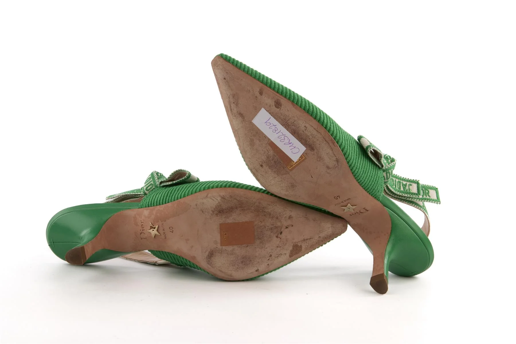 CHRISTIAN DIOR GREEN J'ADIOR CORDUROY SLINGBACK PUMPS EU 40 UK 7 US 10 - Image 6