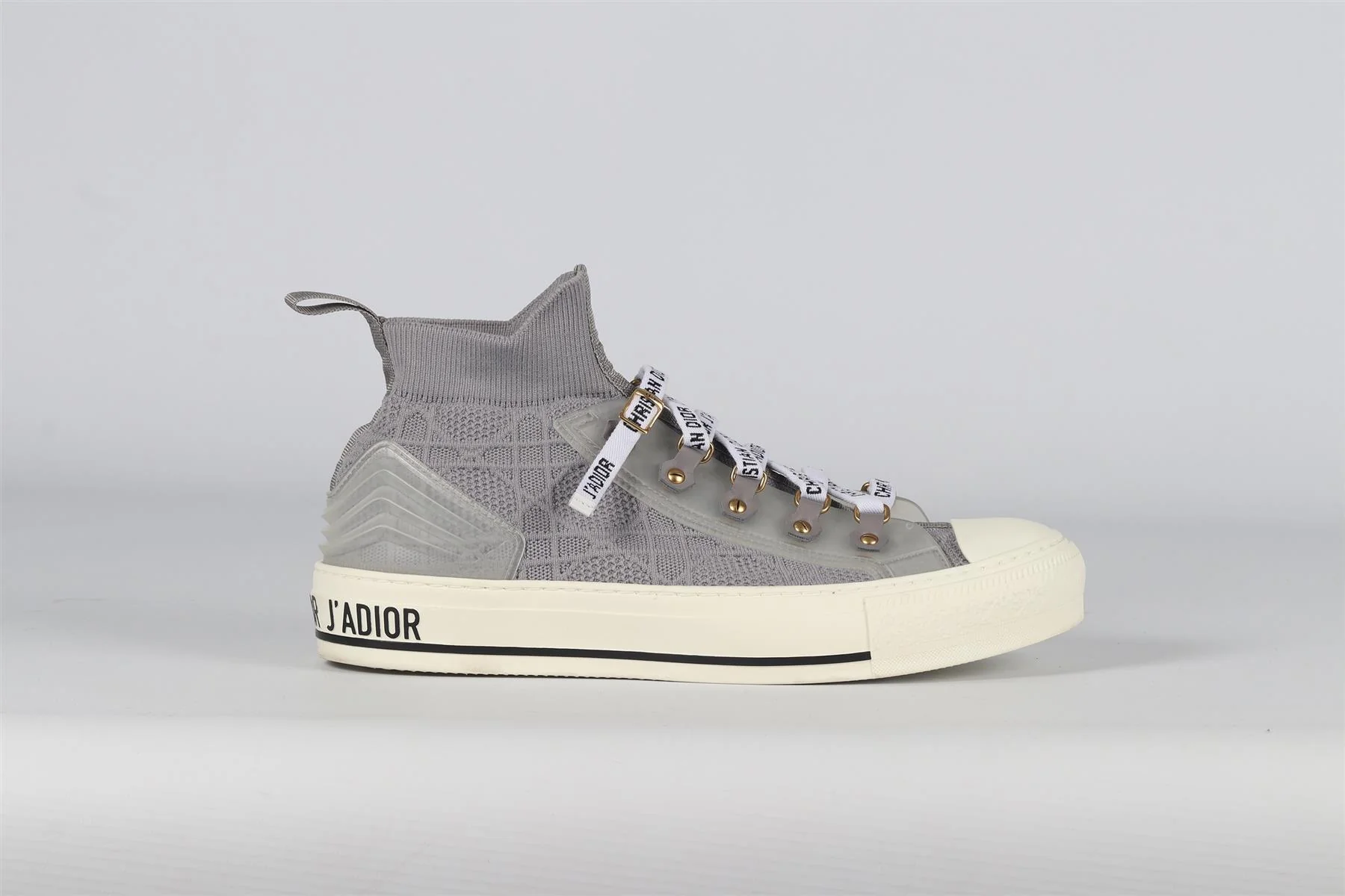 CHRISTIAN DIOR GREY WALK'N'DIOR MACROCANNAGE KNIT SNEAKERS EU 38.5 UK 5.5 US 8.5 - Image 2