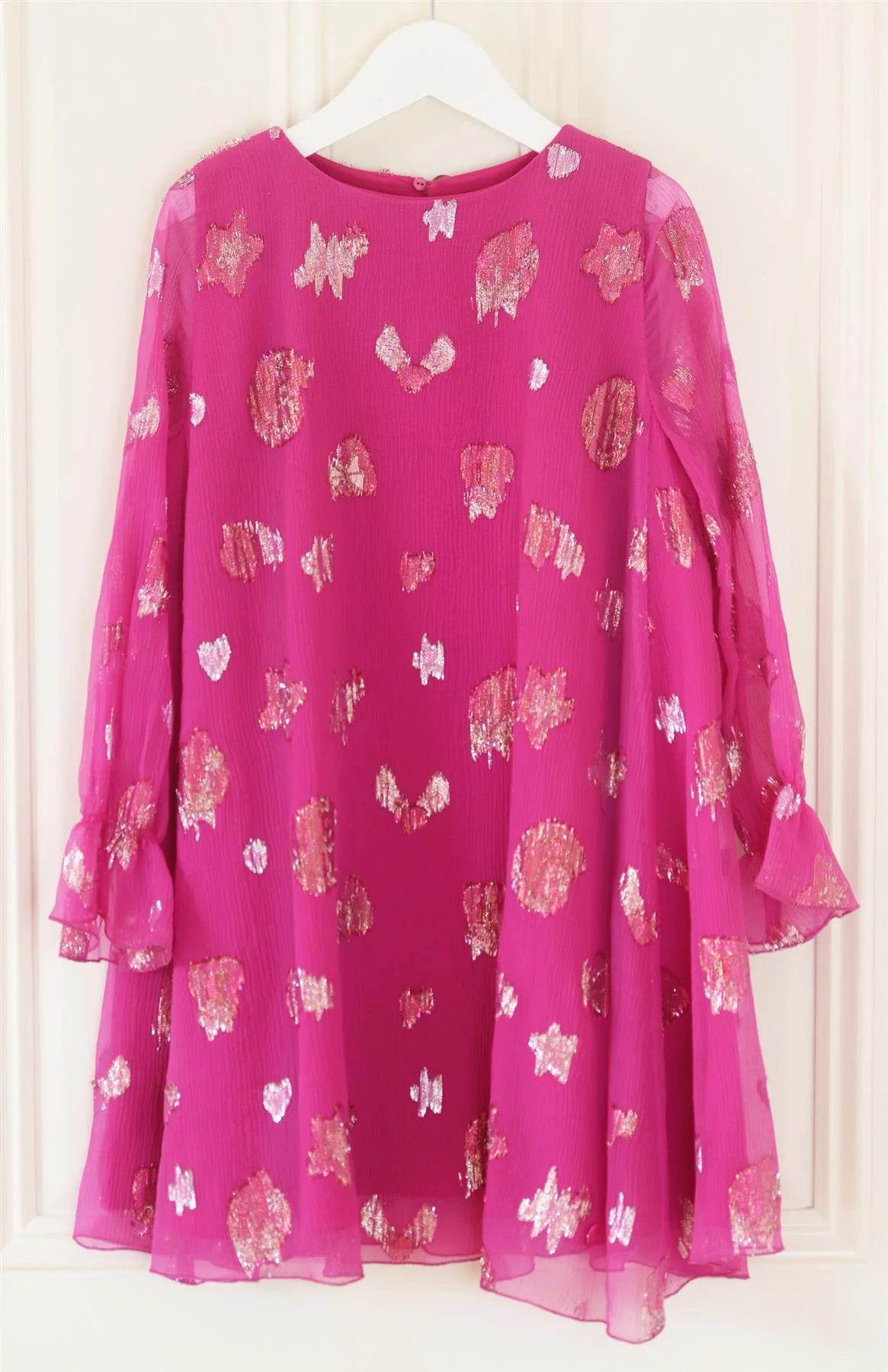 CHRISTIAN DIOR KIDS GIRLS METALLIC SILK CHIFFON DRESS 6 YEARS - Image 2